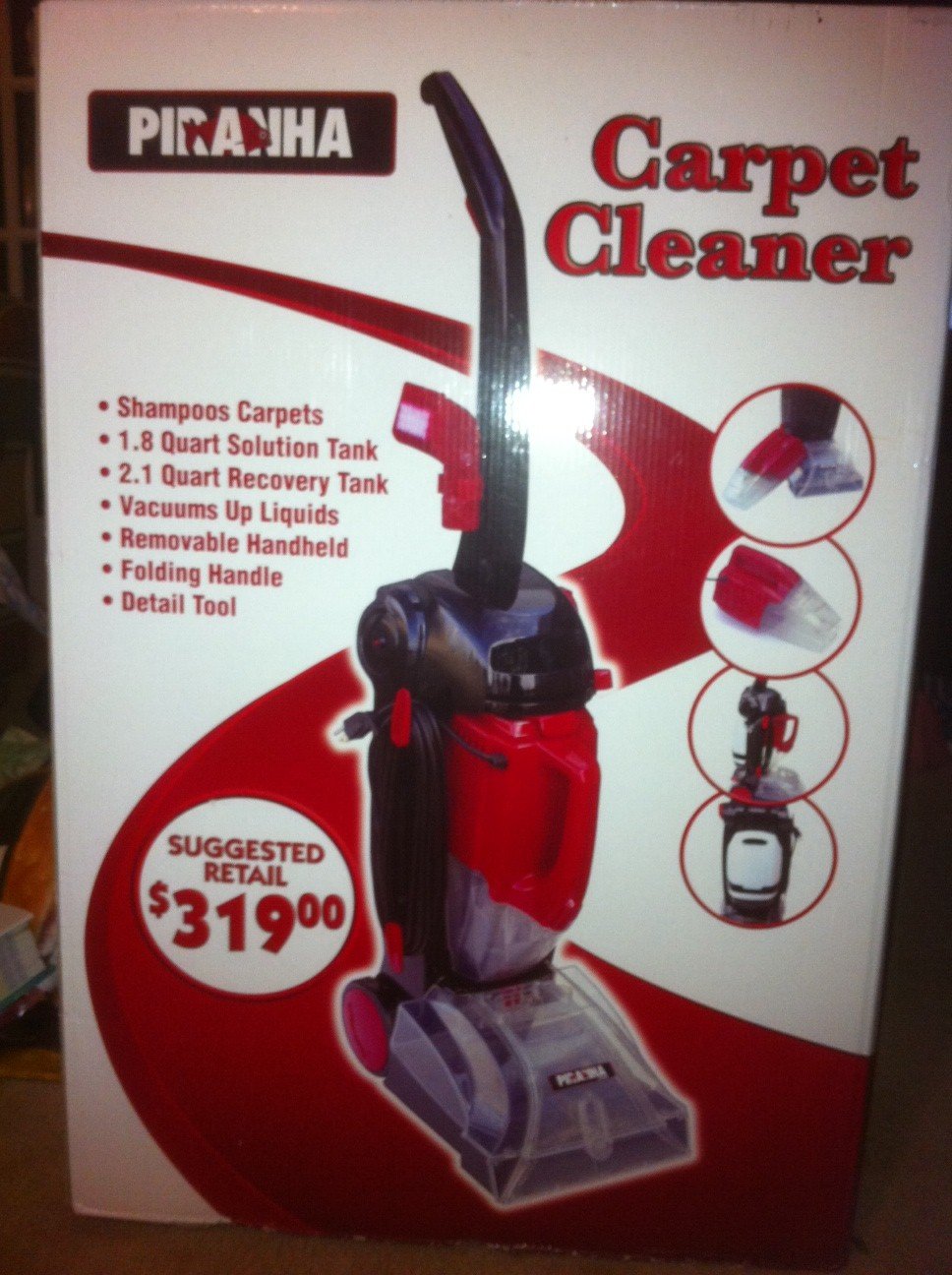 Piranha Carpet Cleaner & Extractor Shampooer - Deep Cleaning for Carpets, Upholstery & Auto Interiors | Professional Home & Car Cleaning Solution