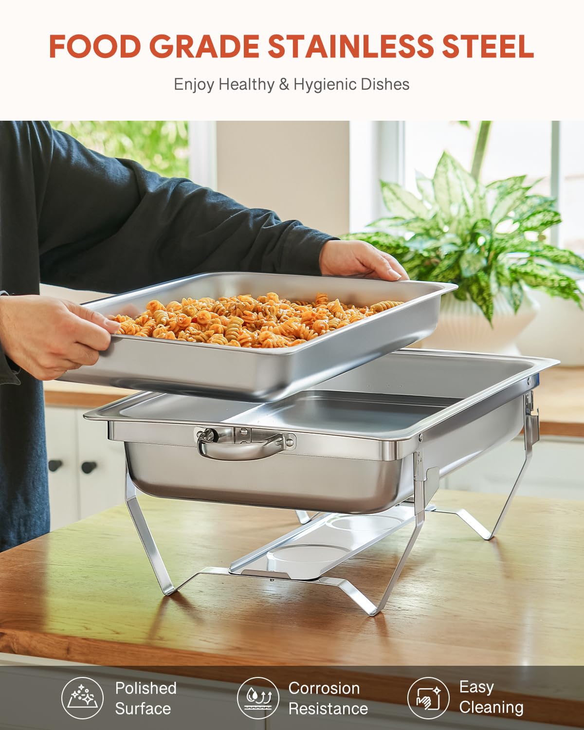 2-Pack Stainless Steel Chafing Dish Buffet Set - 8 Qt Catering Warmers with 2 Full & 4 Half Size Pans, Lids & Foldable Frames - Perfect for Parties, Buffets, Banquets, Weddings & Dinner Events - Keep Food Warm for Hours