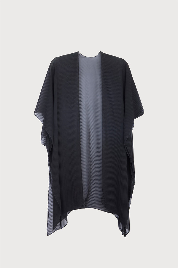 Elegant Black Pleated Short Kimono Robe - Lightweight Loungewear for Women, Perfect for Spa, Yoga, and Relaxation at Home