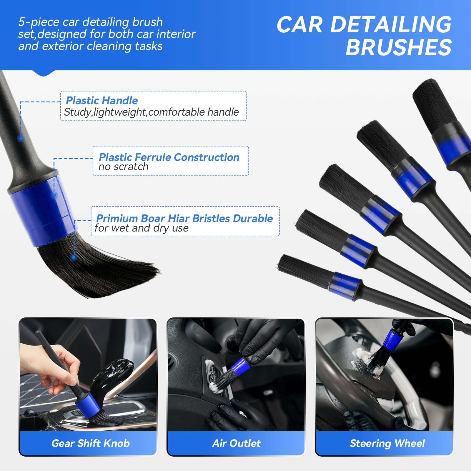 21Pcs Car Detailing Kit - Complete Interior & Exterior Car Cleaning Set with Detailing Brushes, Cleaning Gel, Wash Mitt | Premium Car Care Gift for Men | Perfect for DIY Car Washing, Detailing & Maintenance (Black)