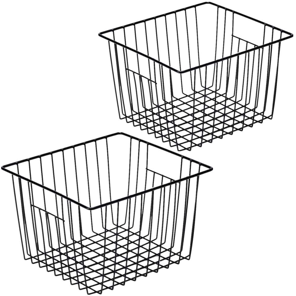 SANNO Freezer Baskets - 4 Pack Metal Wire Storage Bins for Kitchen, Pantry, Freezer & Bathroom Organization | Durable Household Organizer for Shelves, Cabinets & Countertops | Perfect for Fruits, Vegetables & Grocery Storage