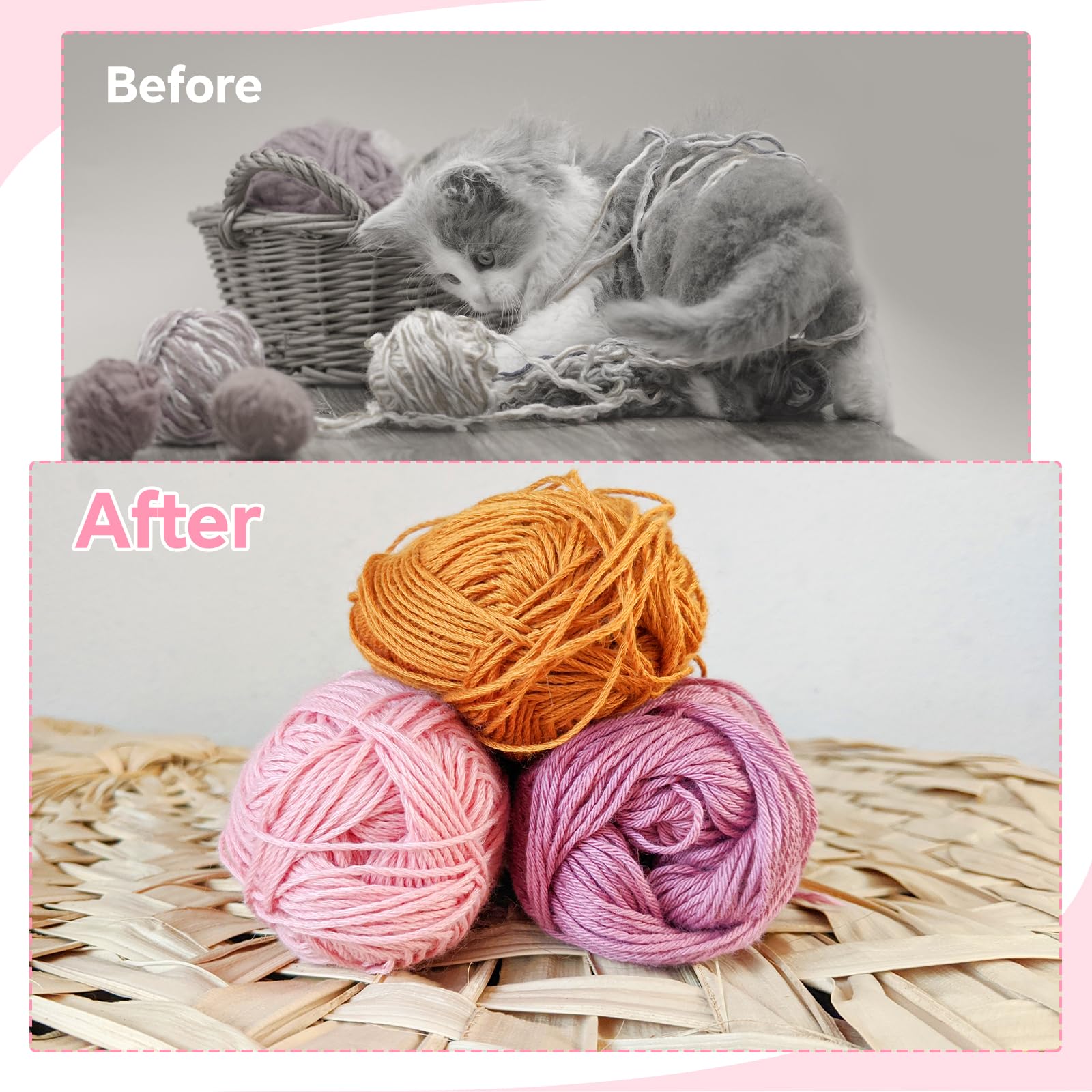 NATGAI Manual Yarn Ball Winder - Hand Operated Yarn Cake Maker for Knitting & Crocheting - Pink Wool Yarn Swift Holder for DIY Needlecraft, Fiber String Winding (Perfect for Home Crafting & Gift Making)