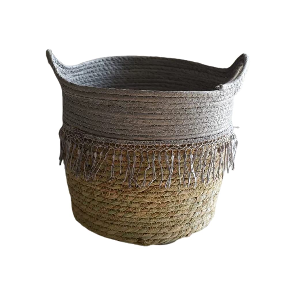 HELYZQ Hand Woven Rattan Plant Basket - Indoor Outdoor Flower Pot Planter with Storage for Home Garden Decor | Perfect for Balcony, Patio, Living Room & Office Plants