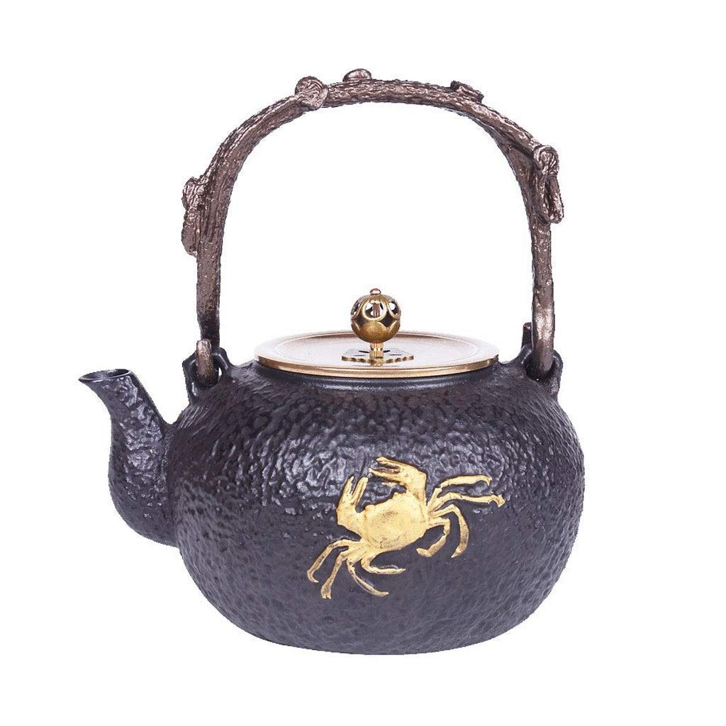 Premium Cast Iron Teapot with Stainless Steel Lid - 1200ML Rust-Resistant Ceramic Coated Tea Kettle for Electric & Ceramic Stoves - Perfect for Home Tea Brewing, Office Use & Gift Giving (Black)