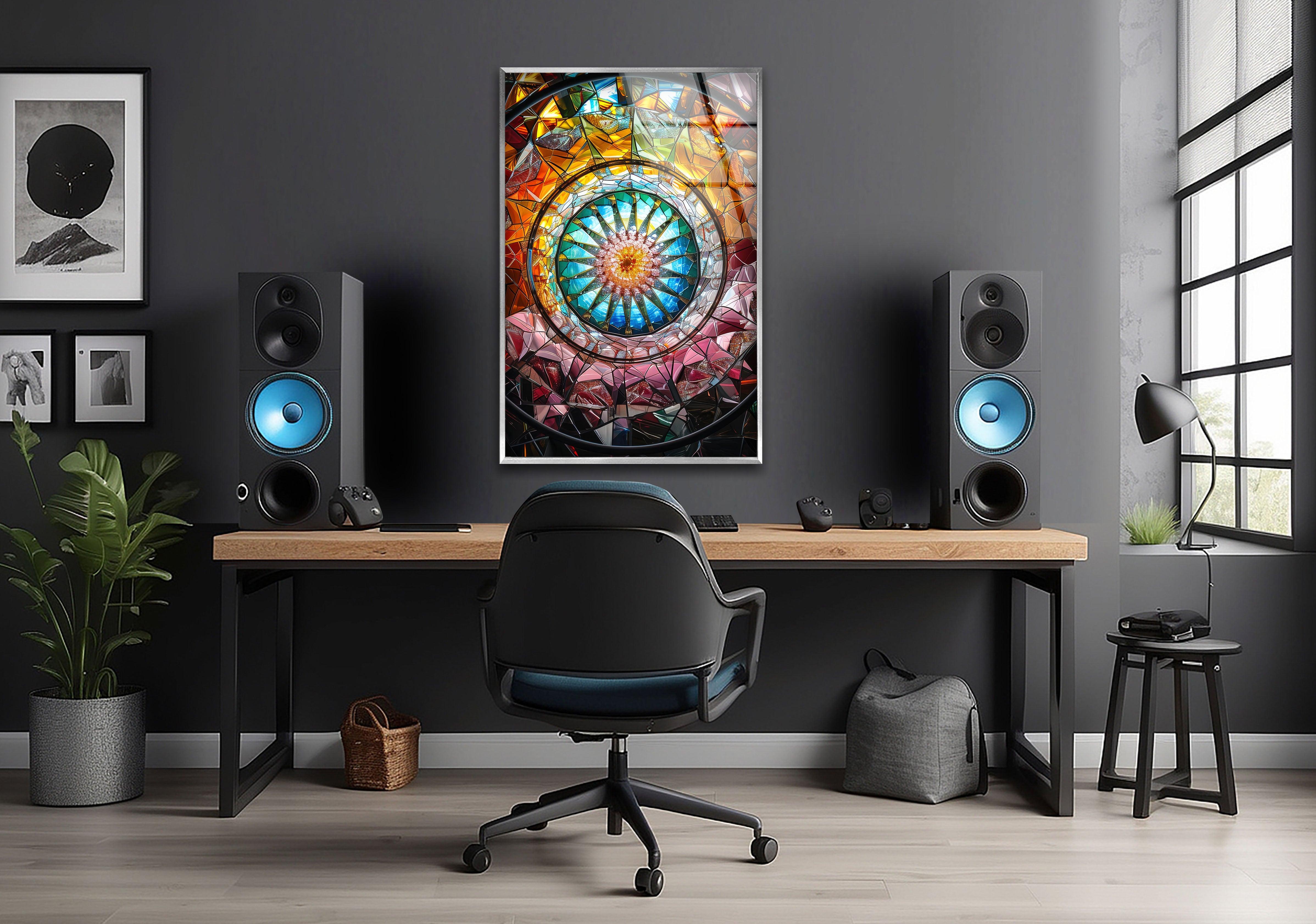 Vibrant Kaleidoscope Glass Wall Art Decor - Stunning Handmade Mosaic for Living Room, Bedroom & Office - Unique Home & Interior Design Gift Idea