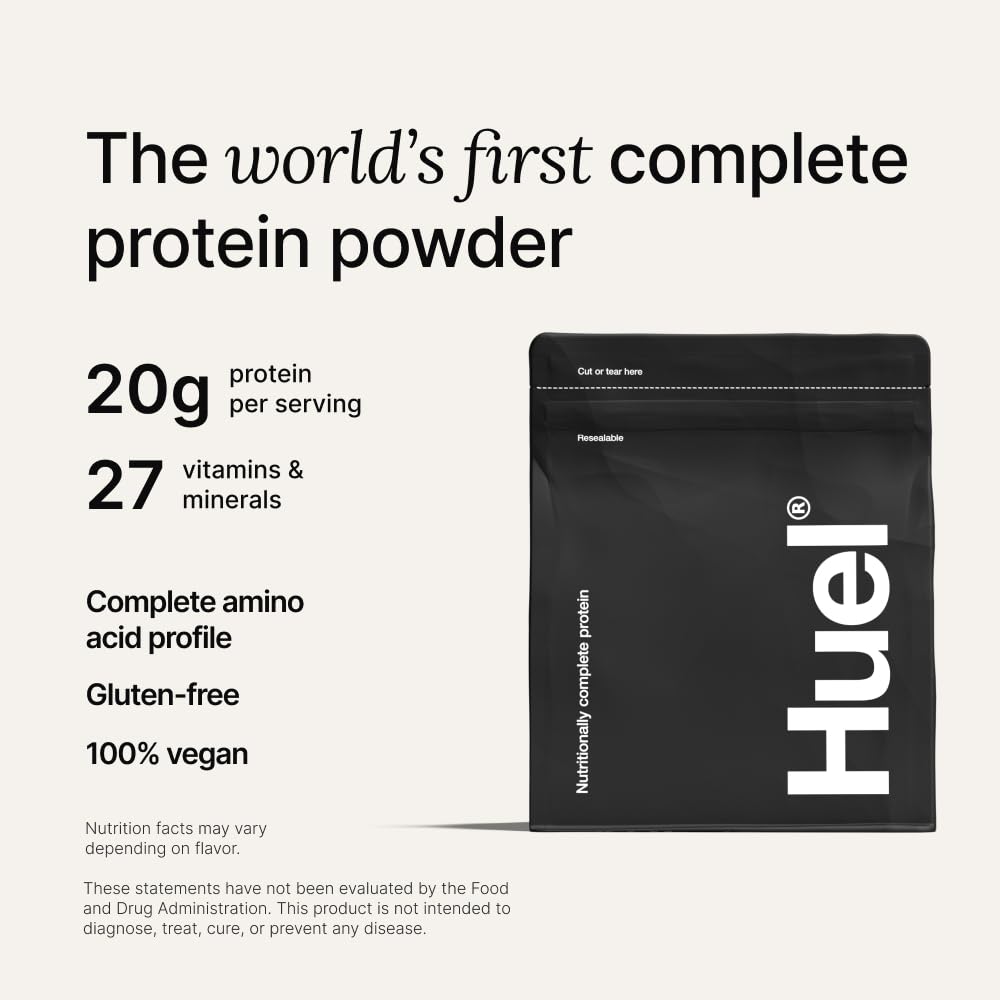 Huel Vegan Protein Powder - Vanilla Flavor | 20g Plant-Based Protein, 27 Vitamins & Minerals | Gluten Free, Non-GMO, Lactose Free | Complete Nutrition for Smoothies, Shakes & Post-Workout Recovery | 26 Servings