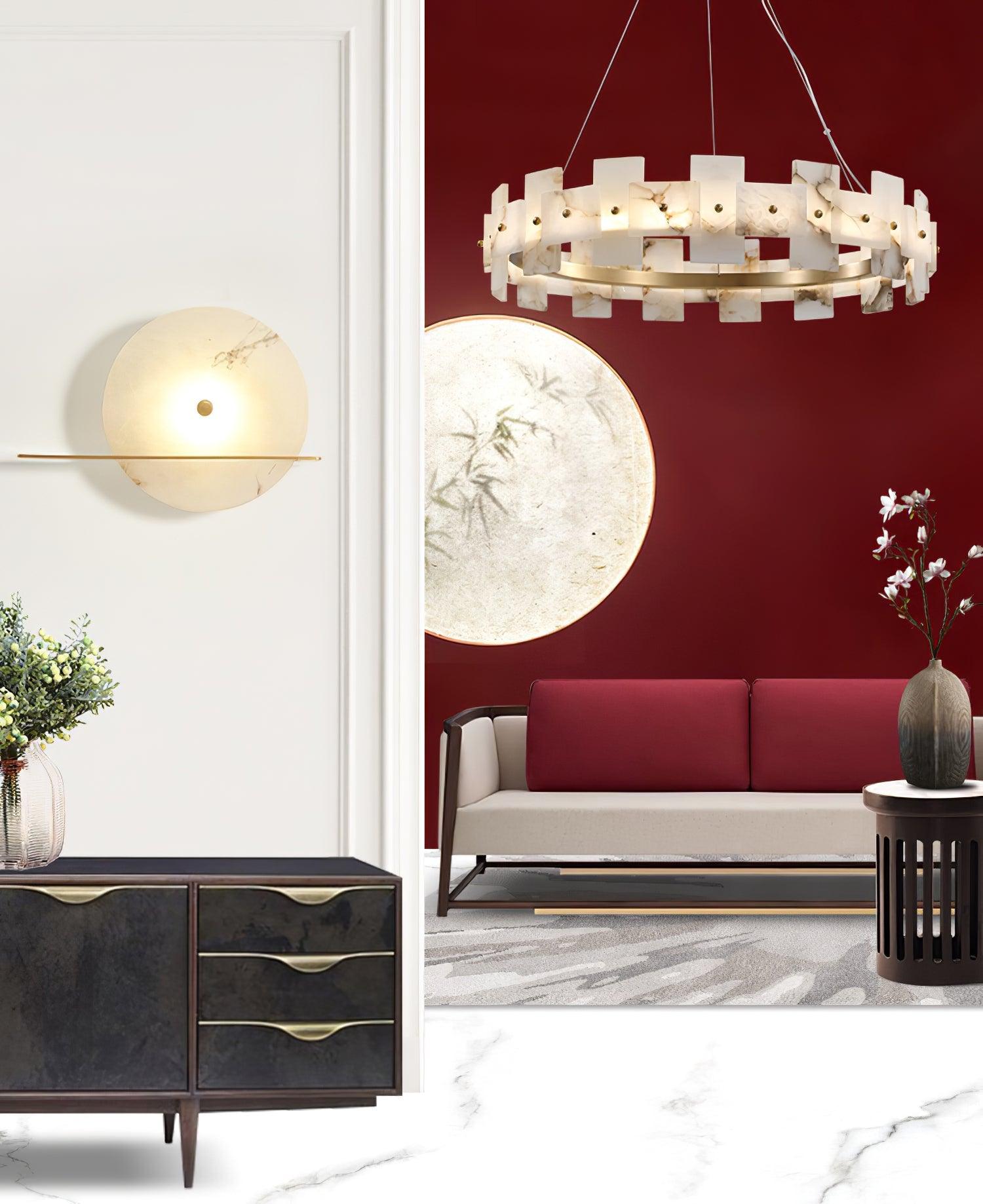 Elegant Alabaster Halo Chandelier - Modern Crystal Ceiling Light Fixture for Dining Room, Bedroom & Living Room Decor