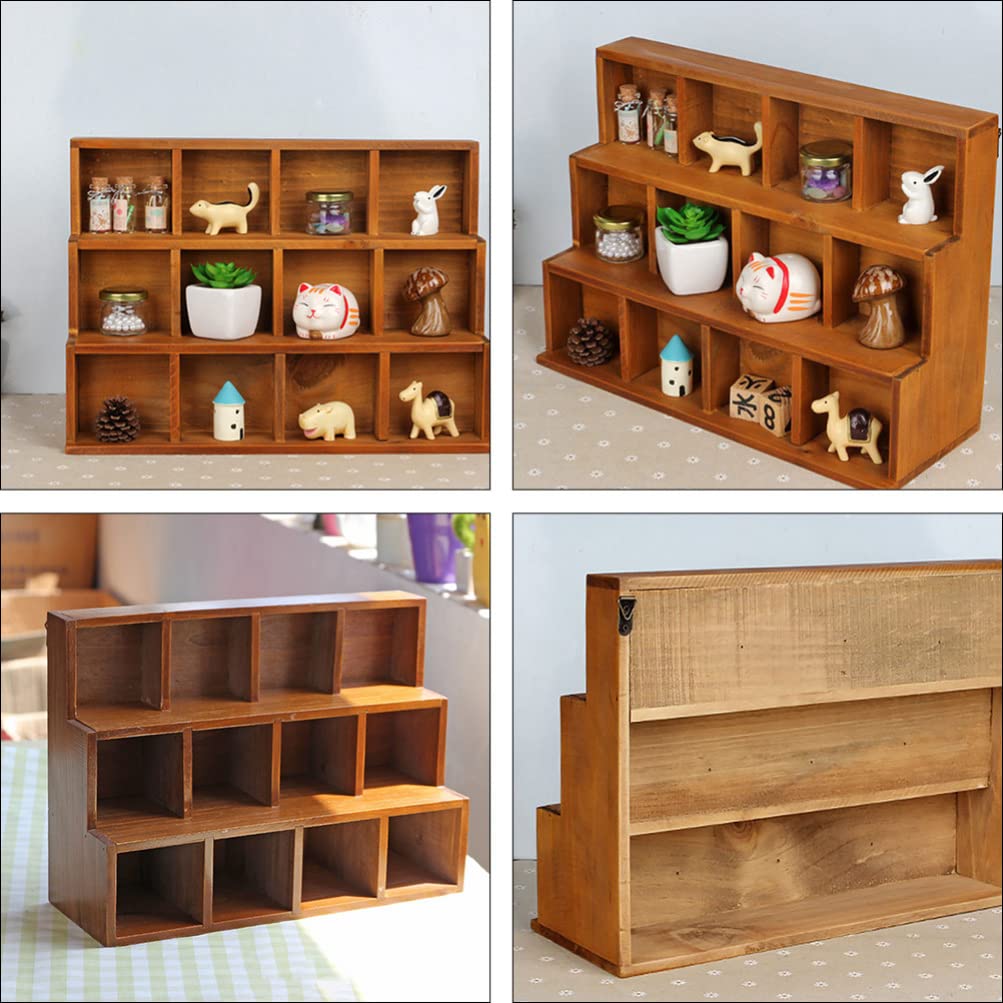 Cabilock 12-Compartment Shadow Box Display Shelf Organizer - Wall Mount or Tabletop Small Item Display Unit for Collectibles, Jewelry & Memorabilia - Perfect for Home Decor, Office Organization & Gift Display