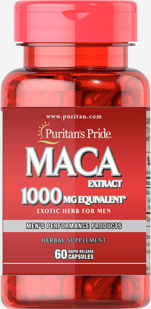 Puritan's Pride Maca Root 1000mg Supplement for Men - 60 Rapid Release Capsules | Natural Energy, Vitality & Performance Booster | Supports Stamina & Hormonal Balance