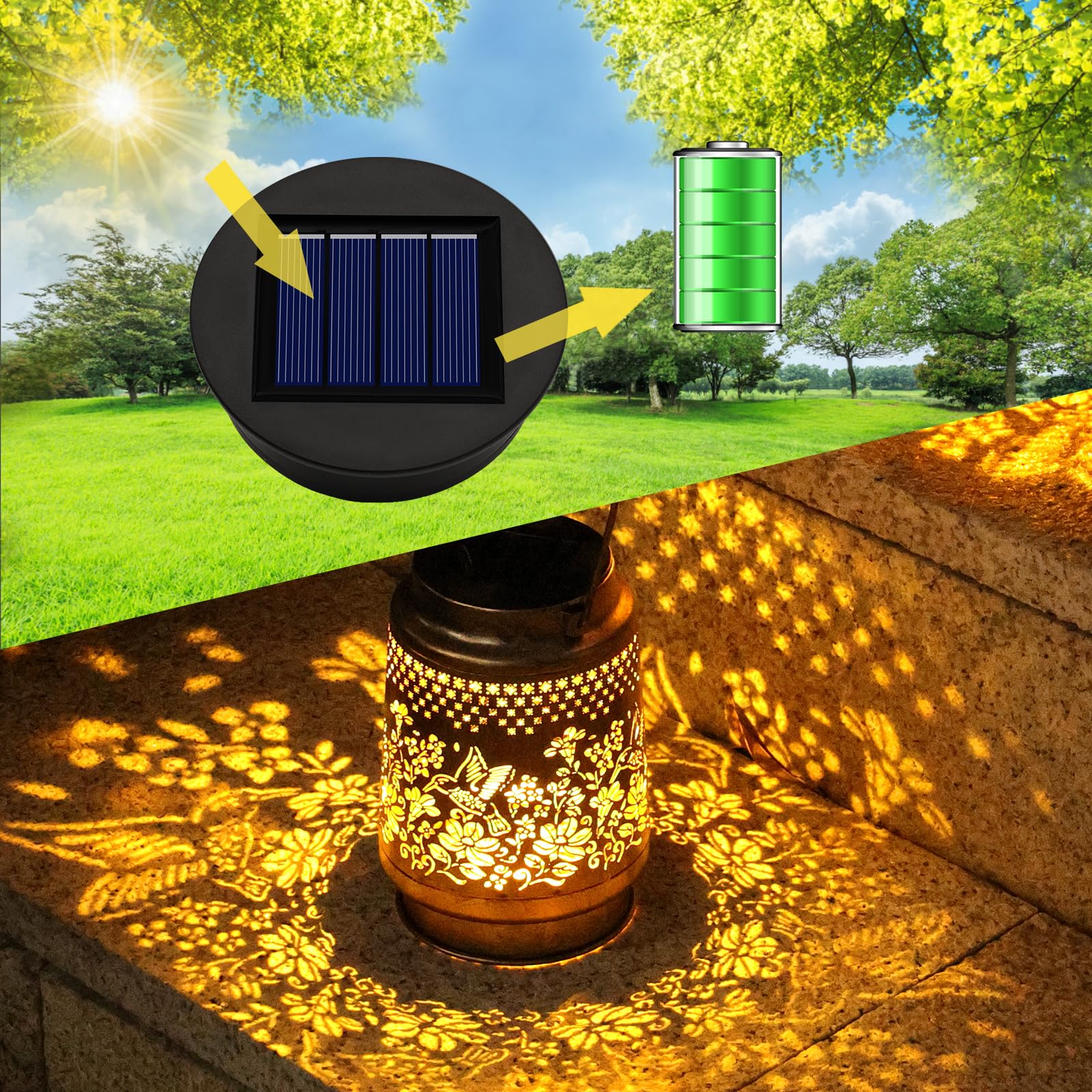 2 Pack Solar Light Replacement Top (2.76in Top, 2.36in Bottom) - Waterproof DIY Solar Lantern Parts for Outdoor Hanging Lights (Warm White) | Perfect for Garden, Patio, Pathway & Backyard Decoration