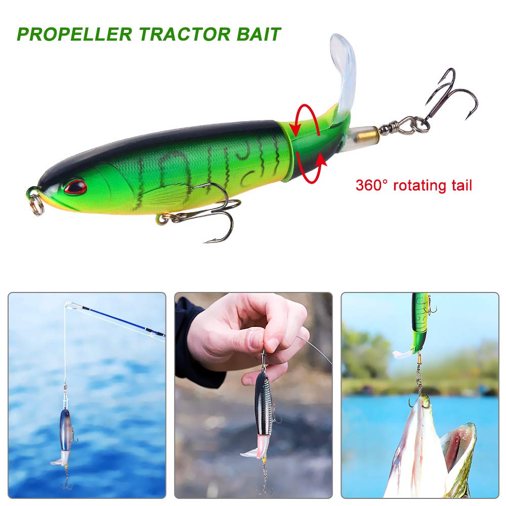 8Pcs Topwater Fishing Lure Set - Whopper Plopper Bass Lures with Floating Rotating Tail | Lifelike Hard Bait & Swimbait Kit for Bass Fishing | Perfect for Freshwater Lakes, Rivers, and Pond Fishing Adventures