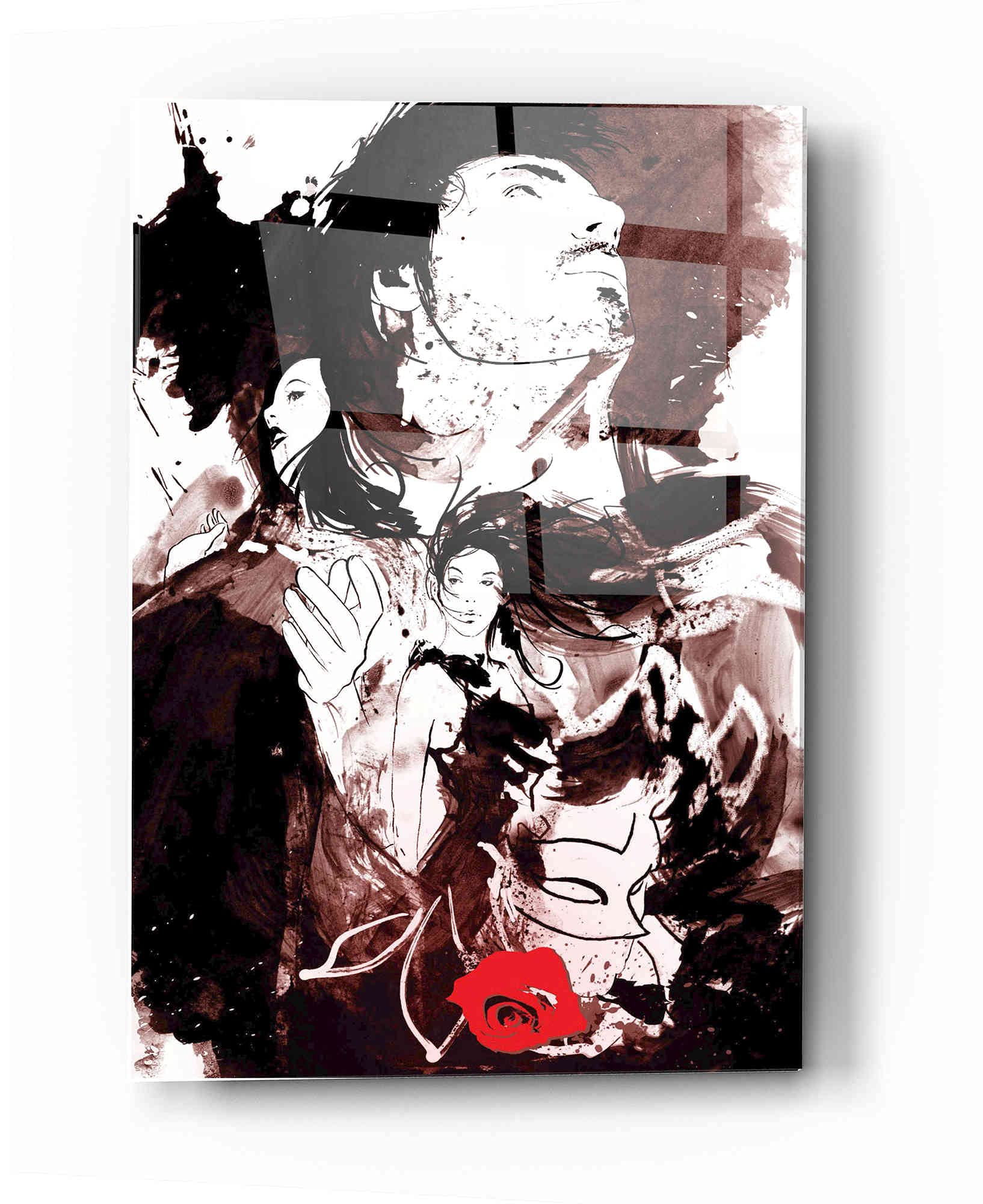 Romance Revenge Revolution Acrylic Glass Wall Art by Jonathan Lam - 16x24 Inch Modern Abstract Painting for Living Room, Bedroom & Office Decor