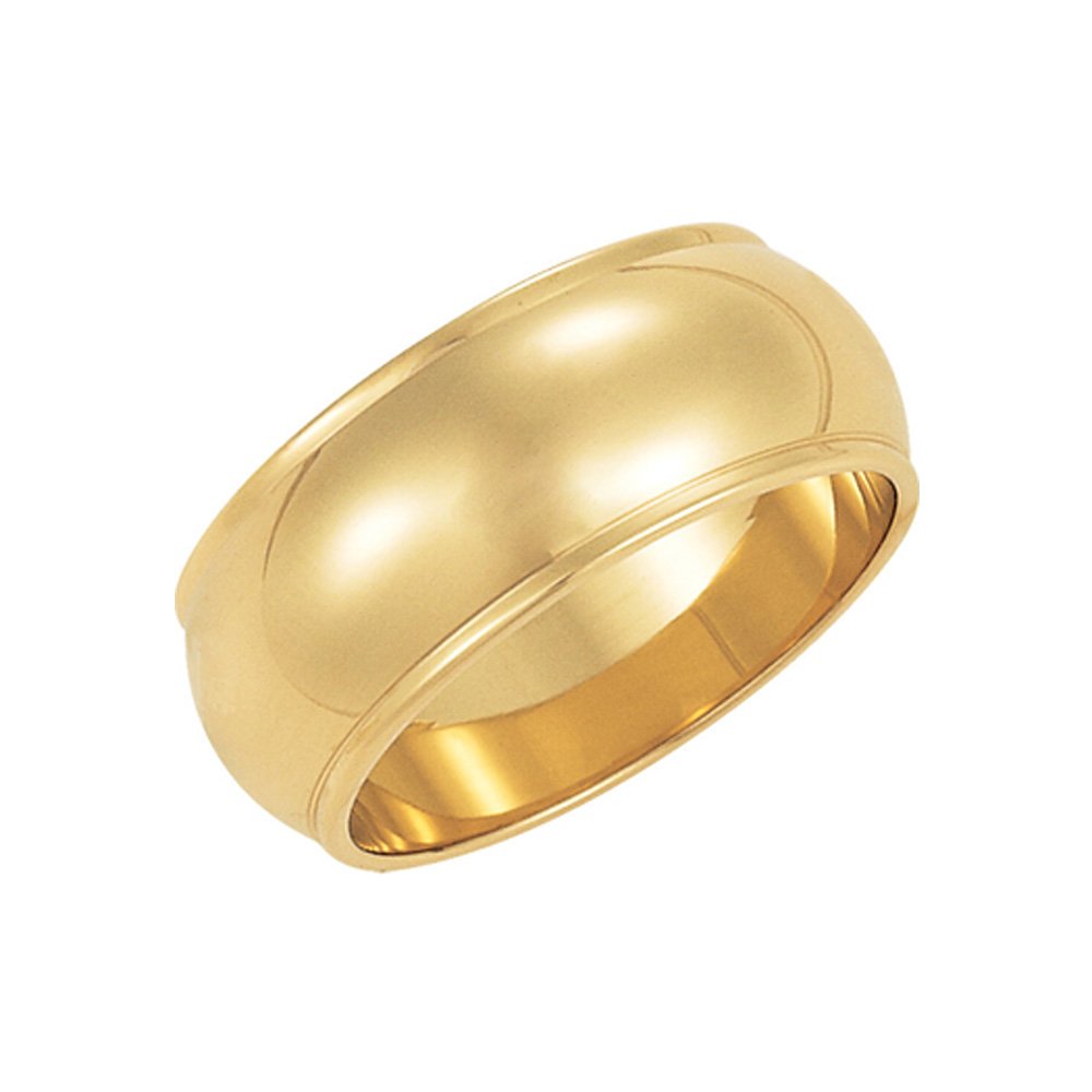 14k Yellow Gold 8mm Black Bow Half Round Ridged Edge Band - Perfect for Jewelry Making & DIY Projects
