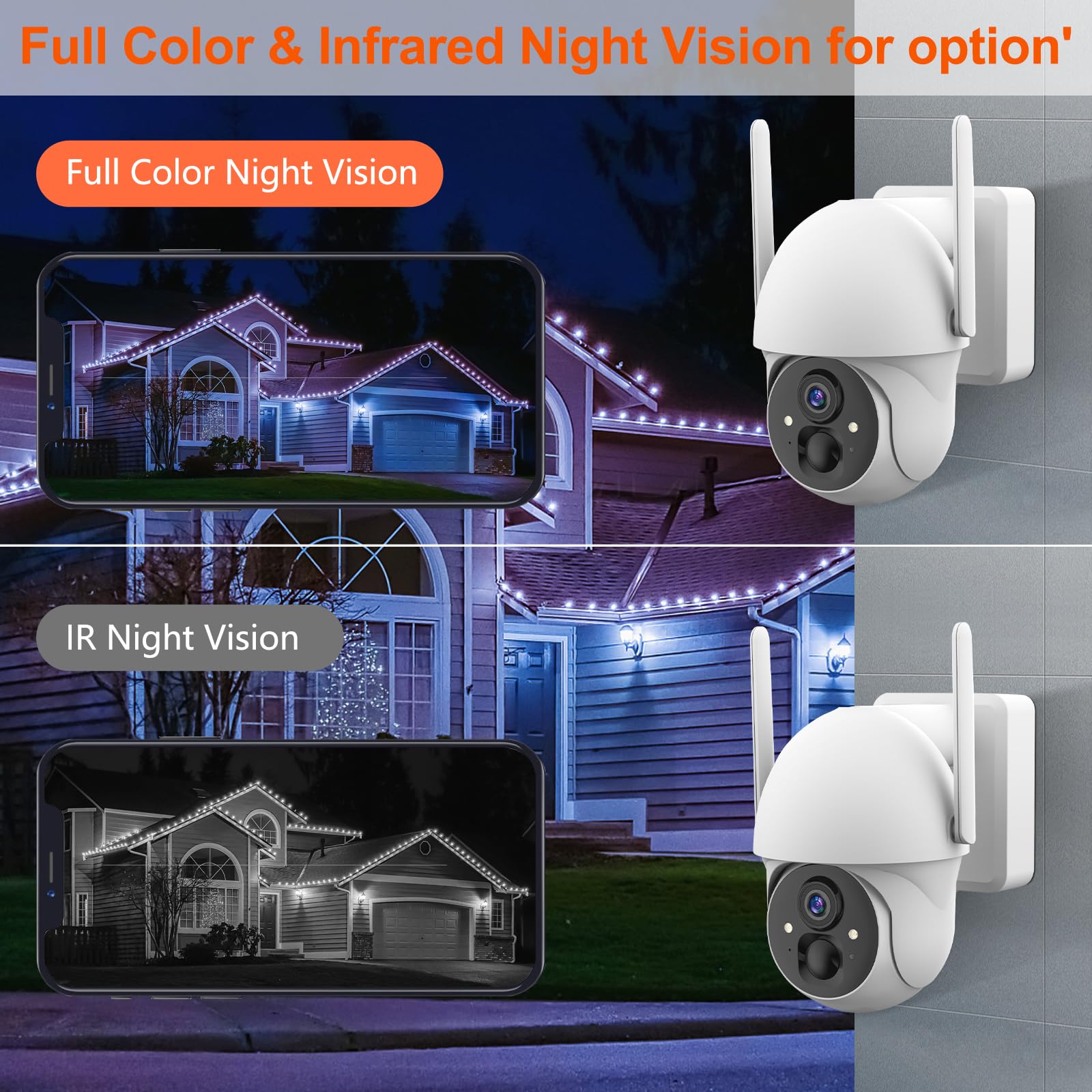 Wireless Solar Security Camera Outdoor - 360° PTZ Pan Tilt Solar Powered Battery Camera, Total Wire-Free Home Surveillance System for Yard, Garage & Property Protection | Weatherproof Night Vision Motion Detection