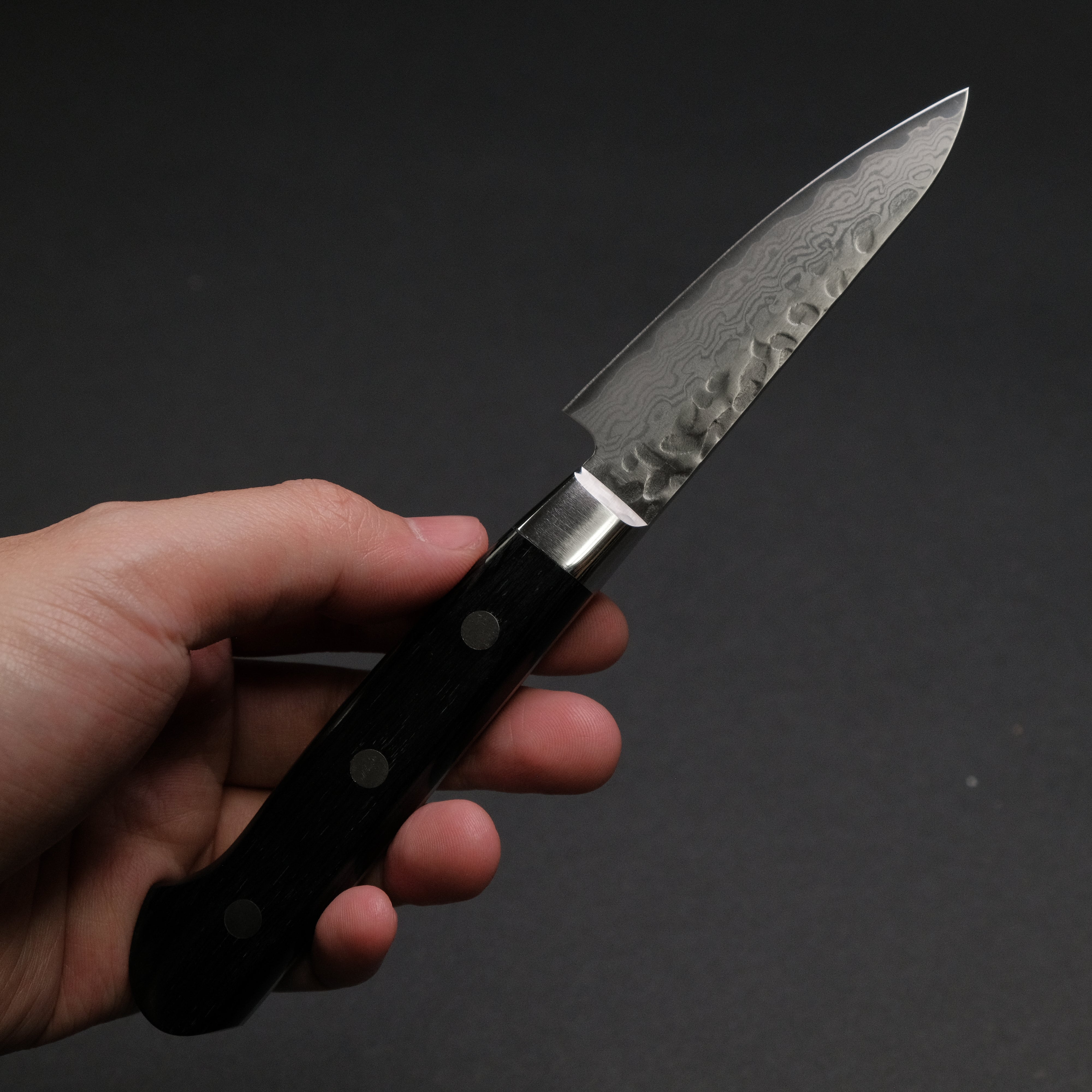 Hitohira Imojiya ST Tsuchime Damascus Paring Knife with Pakka Wood Handle - Premium Japanese Kitchen Knife for Peeling, Slicing & Precision Cutting - Perfect for Fruits, Vegetables & Garnishing