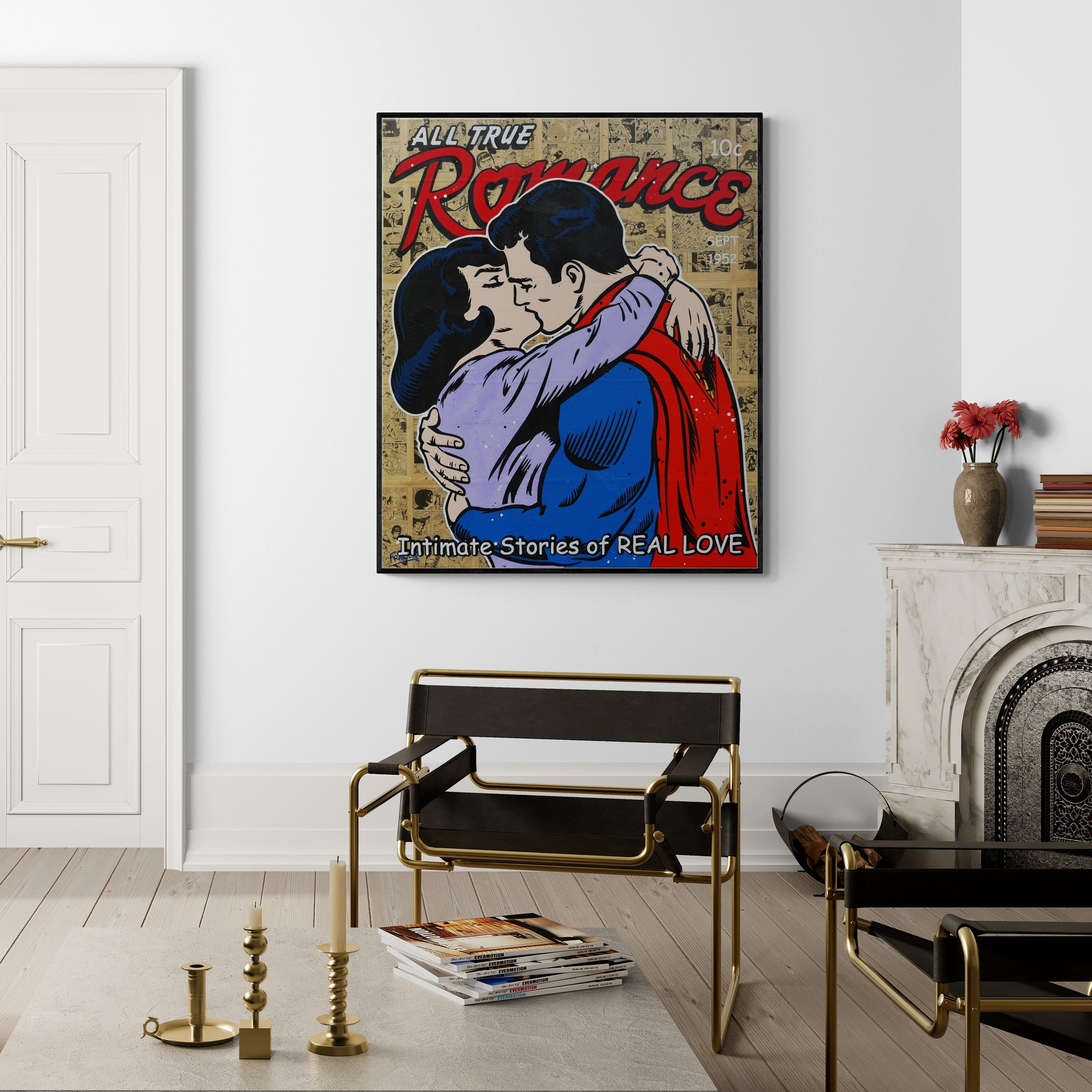 Superman Urban Pop Art Painting - 100cm x 120cm Canvas Wall Decor for Book Club, Living Room & Superhero Fan Gifts | Intimate Superlove Collection