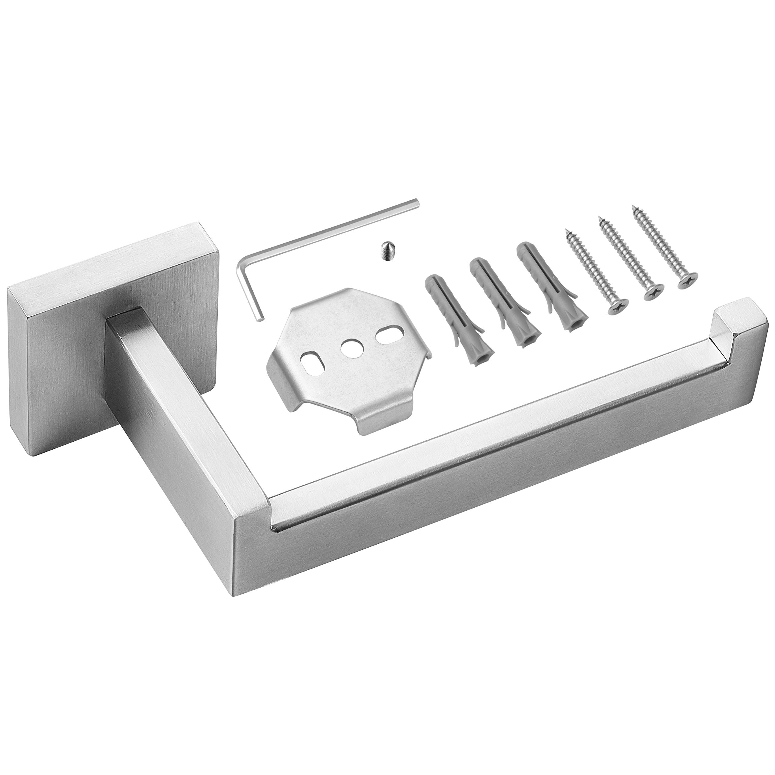 Premium 304 Stainless Steel Brushed Nickel Toilet Paper Holder - Rustproof Square Bathroom Tissue Roll Holder (2 Pack) - Wall-Mounted for Modern & Luxury Bathroom Decor