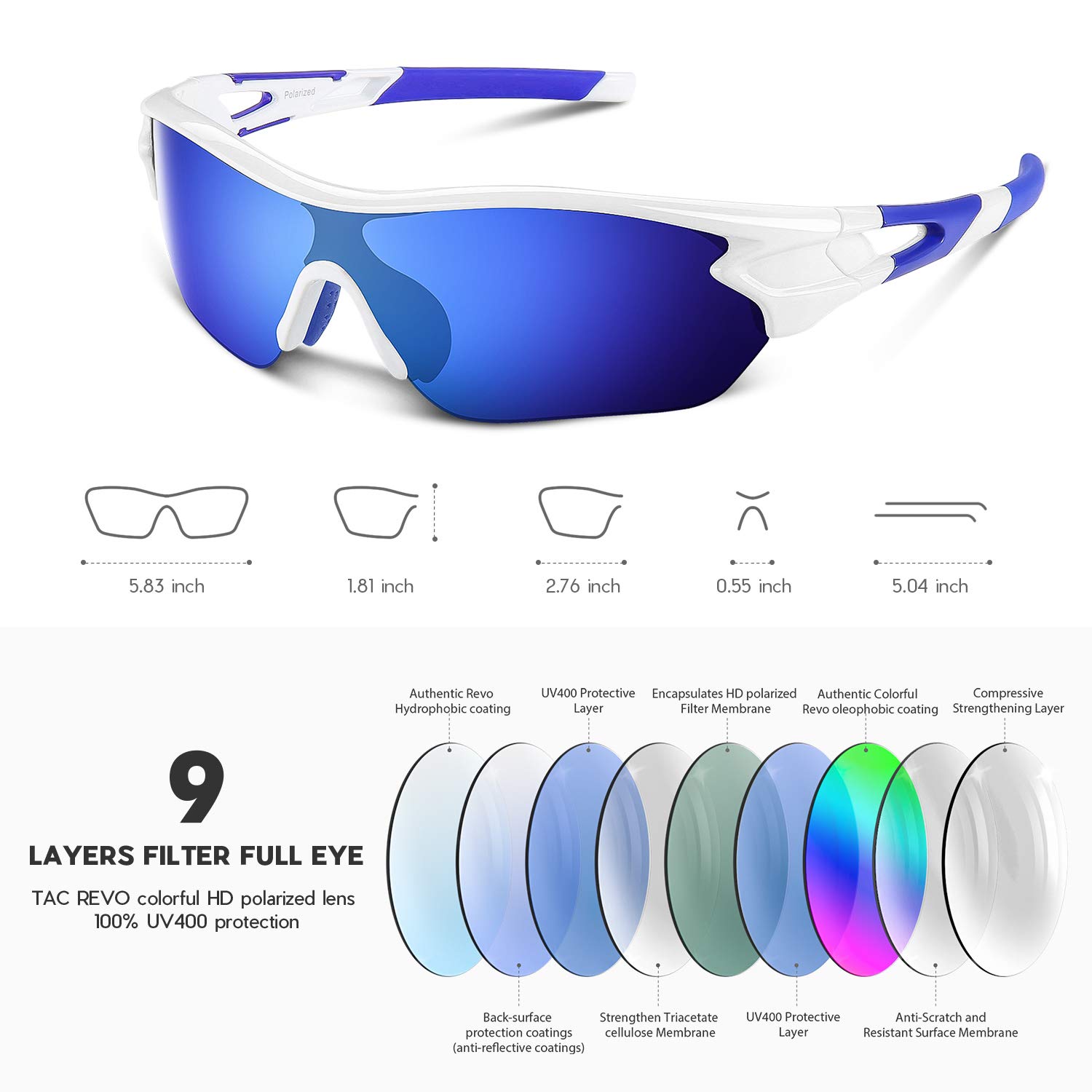 BEACOOL Polarized Sports Sunglasses for Men & Women - UV Protection, Lightweight & Shatterproof for Running, Cycling, Hiking - Trendy Outdoor Active Lifestyle Eyewear