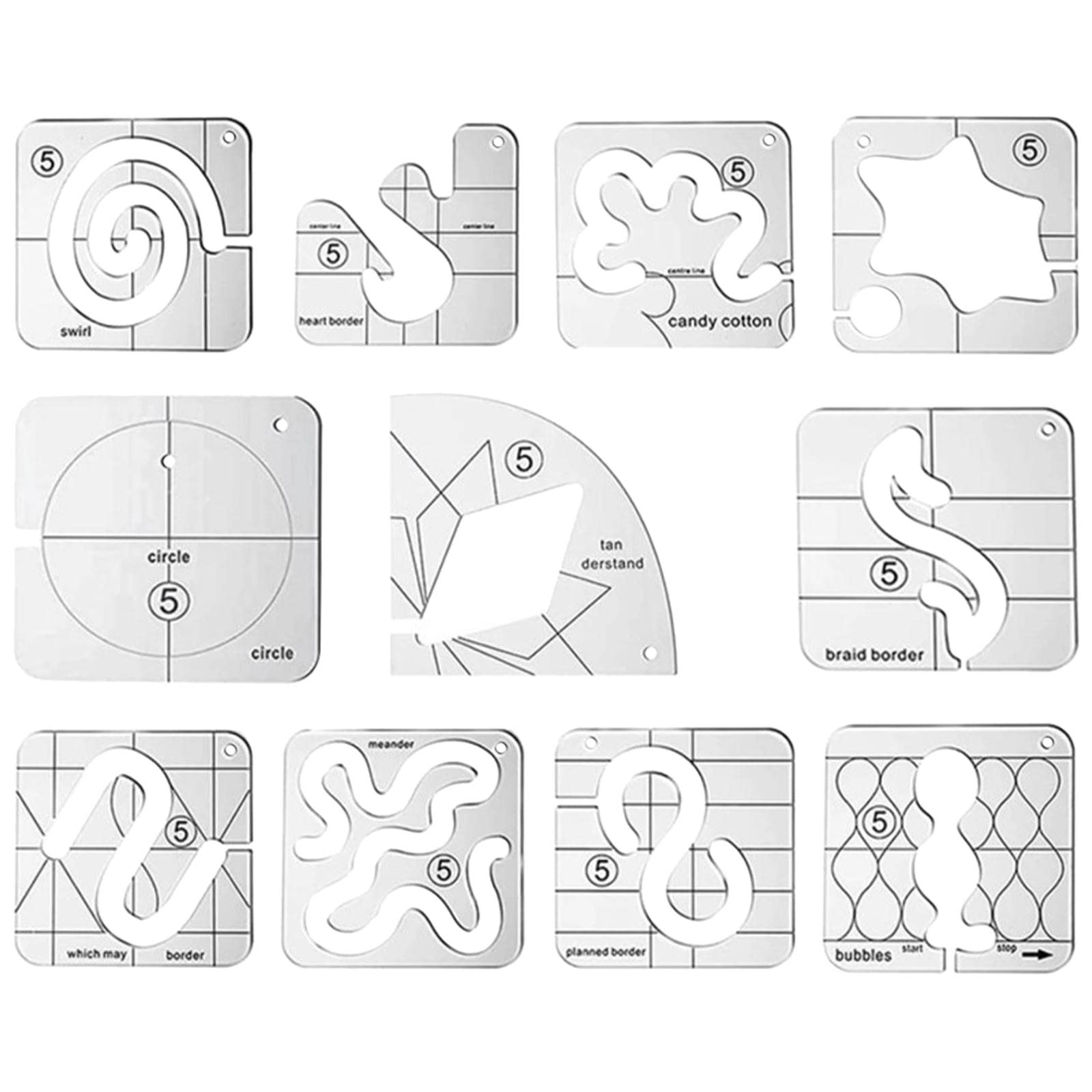 Colcolo DIY Clear Acrylic Sewing Ruler Set - Multifunctional Patchwork Quilting Templates for Tailors, Embroidery & Crafting Hobbyists | Perfect for Fabric Measuring, Cutting & Sewing Projects