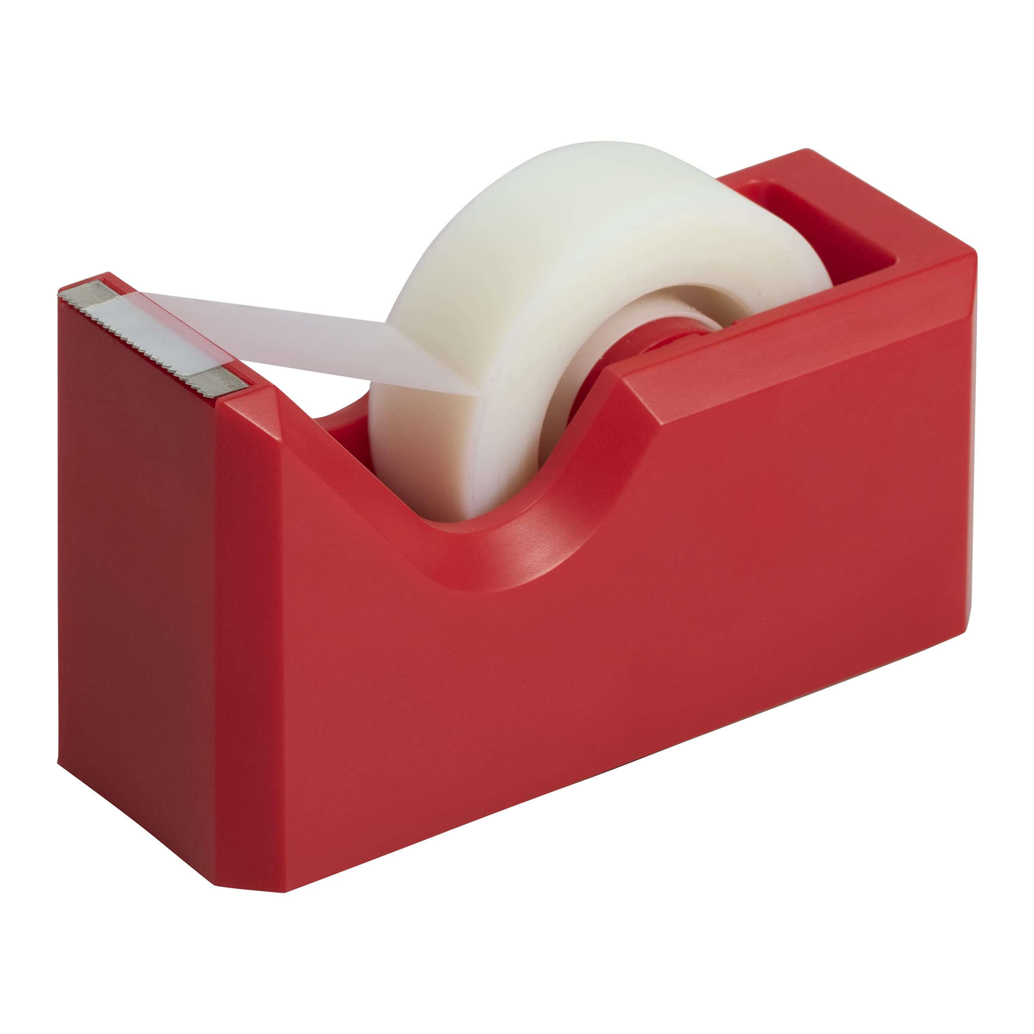 Colorful Red Desk Tape Dispenser - JAM PAPER Office Supplies for Wrapping Gifts, Sealing Envelopes & Crafting Projects