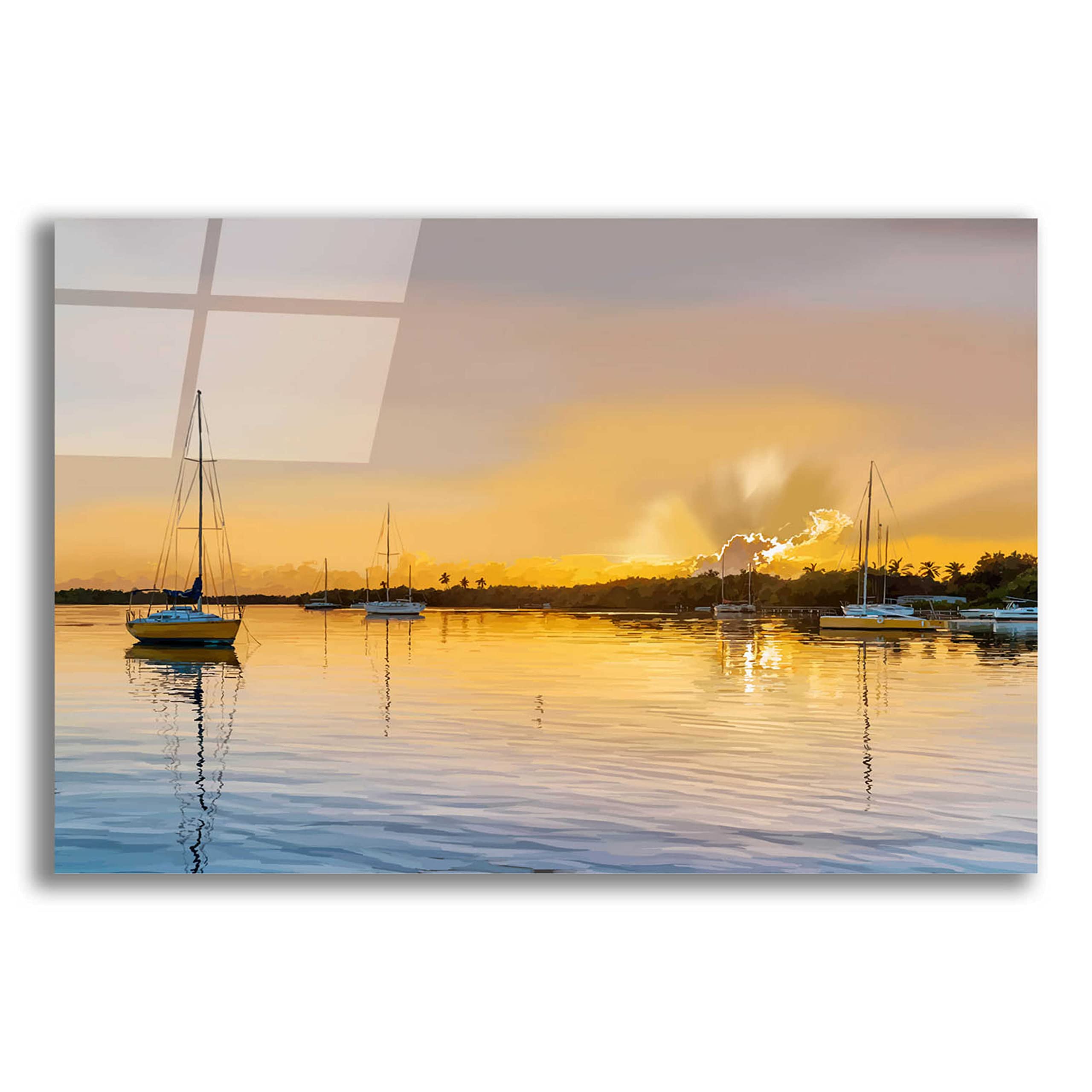 Emily Kalina 'In the Golden Light IV' Acrylic Glass Wall Art - 24x16 Inches Modern Abstract Painting for Living Room, Bedroom & Office Decor