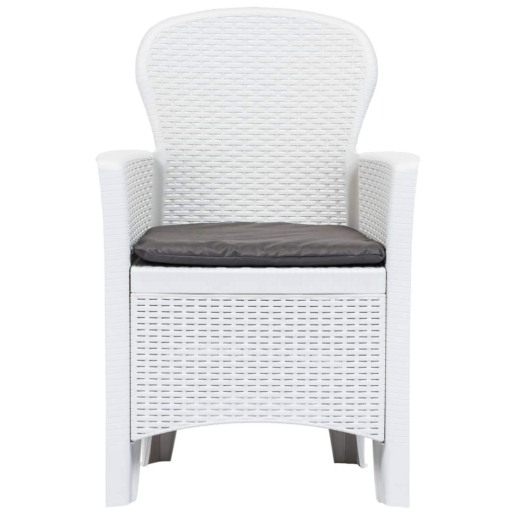 7-Piece Outdoor Dining Set - White Plastic Rattan-Look Patio Furniture for Backyard, Porch, Garden, Poolside & Balcony - Indoor/Outdoor Use - Perfect for Entertaining, BBQs & Relaxing in Your Outdoor Space