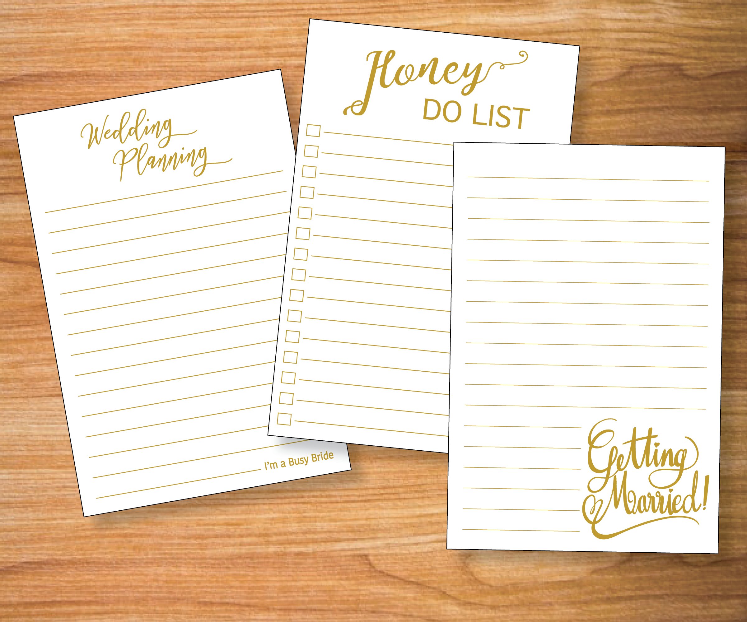 Bridal Notepads 3 Pack - Wedding Planning Notebooks for Brides, DIY Wedding Checklist Notepad Set - Perfect for Bridal Shower, Bachelorette Party & Wedding Organization
