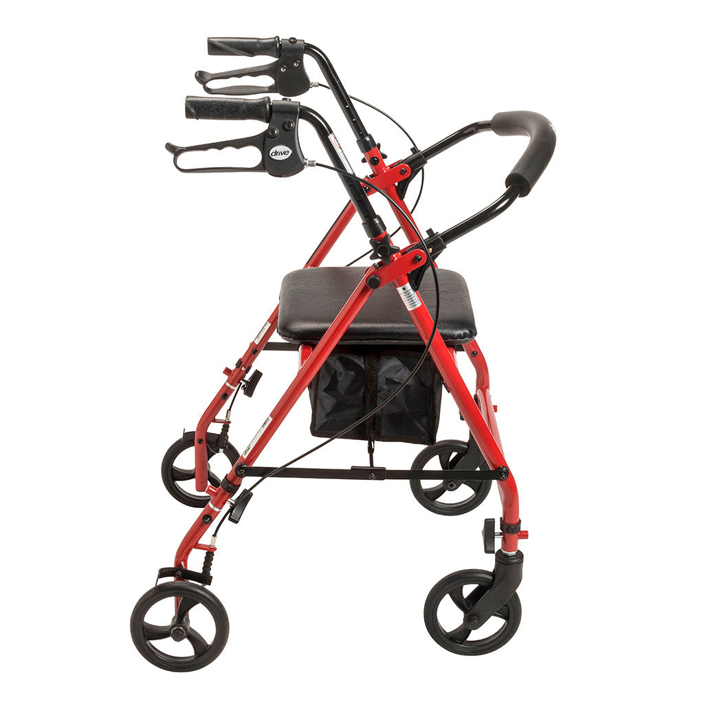 Steel Rollator Walker with 6 Inch Wheels | Foldable Mobility Aid for Seniors & Adults | Indoor & Outdoor Use for Shopping, Travel & Recovery