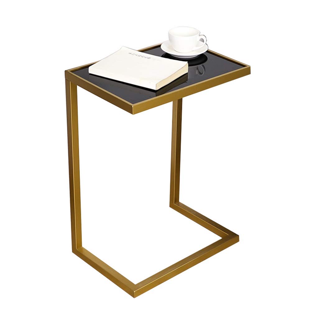 Premium Portable Side Table with Tempered Glass Top - Snack Table, Couch C Table, Laptop Desk for Living Room, Bedroom & Office - Perfect for Coffee, Snacks & Remote Work