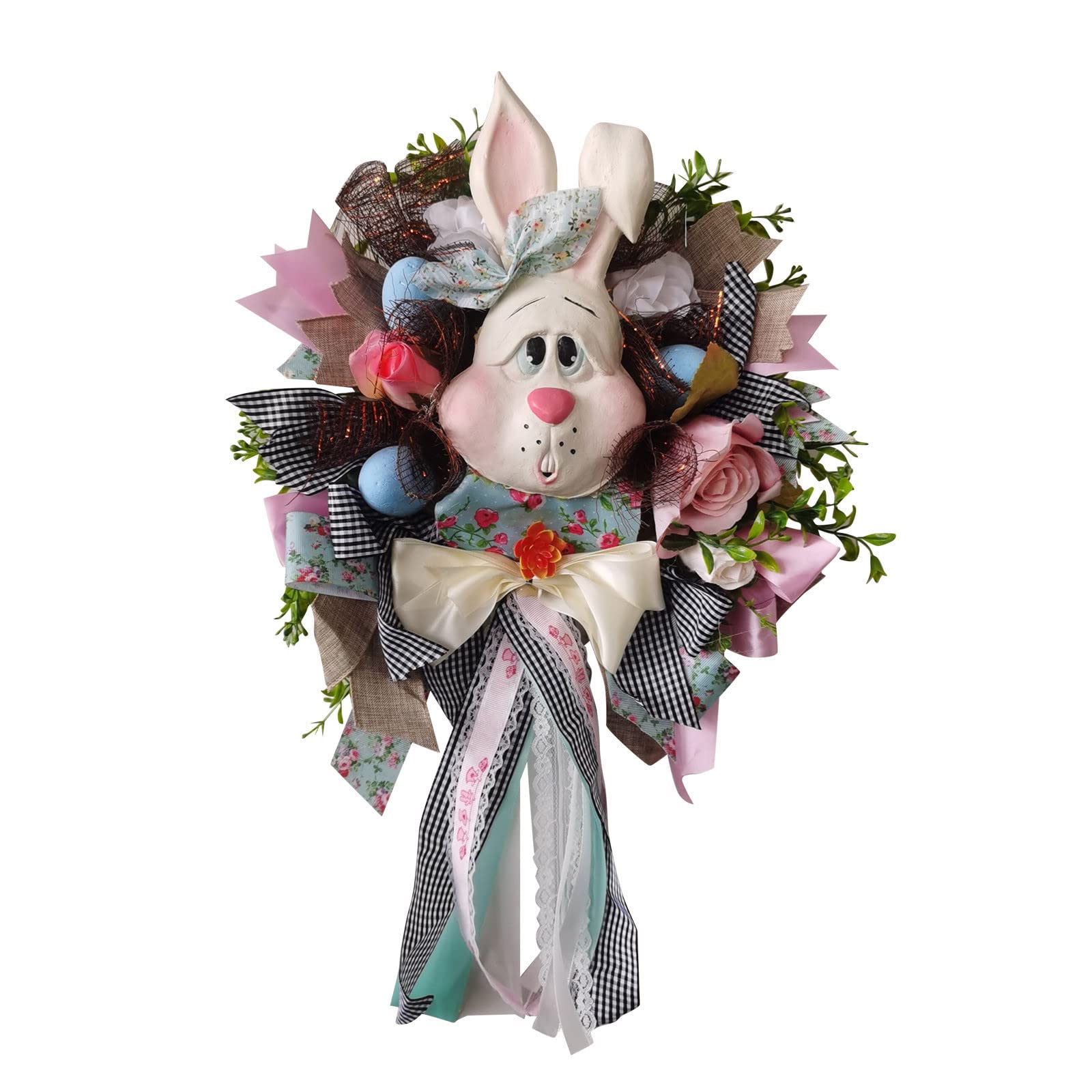 Plowerme Easter Wreath for Front Door - Bunny Garland Spring Wreath with Glam Decor | Perfect for Easter Home Decor, Spring Door Hanging, and Holiday Front Porch Decoration
