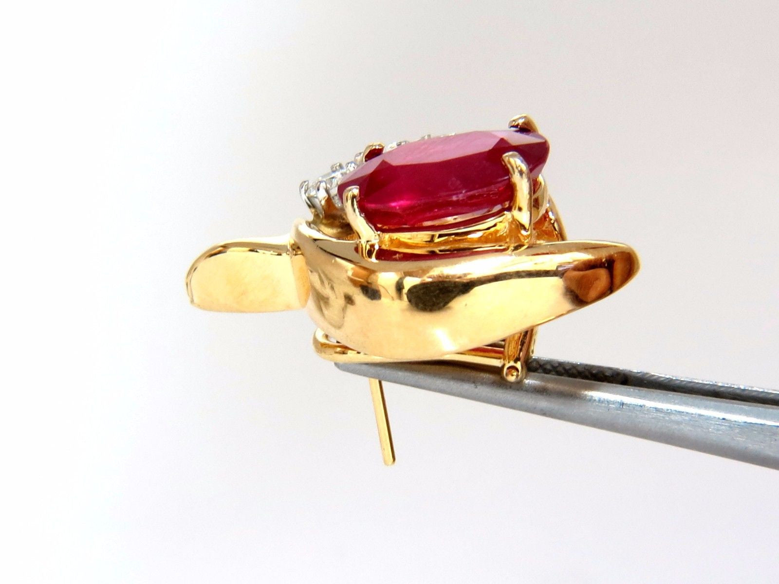 13.00ct Natural Diamond & Clarity Enhanced Ruby Earrings in 14K Gold - Perfect for Weddings, Anniversaries & Special Occasions