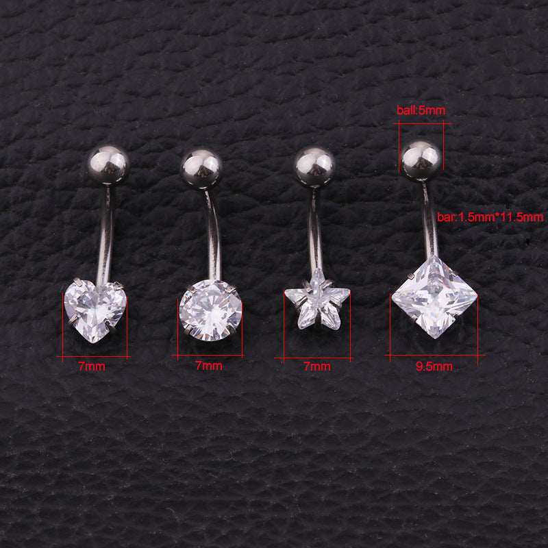 14G Surgical Steel Heart Navel Belly Button Ring - Durable Body Jewelry for Women | BR8565 | Perfect for Everyday Wear, Parties & Piercing Collection