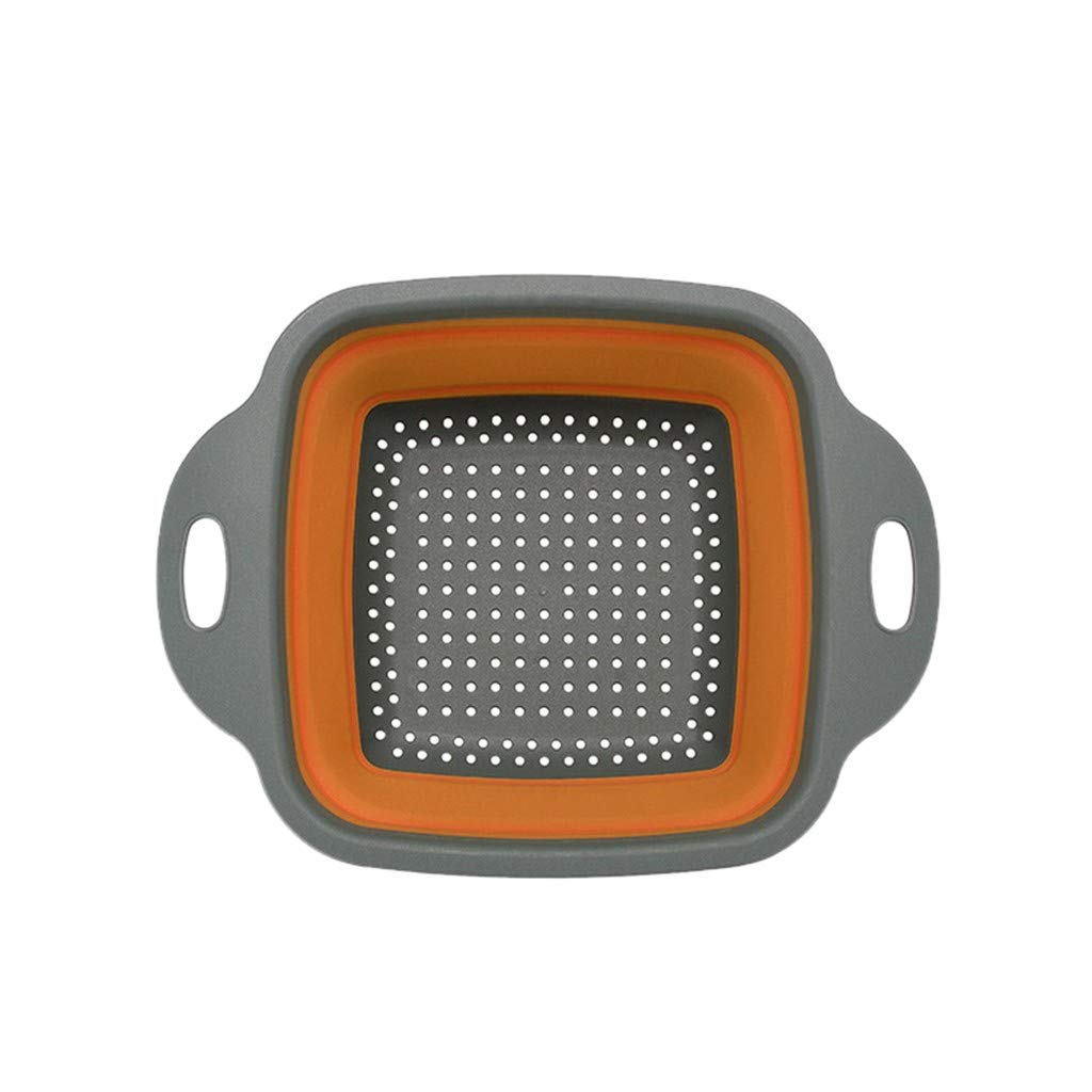 Foldable Silicone Kitchen Strainer Basket - Fruit & Vegetable Washing Colander, Drain Rack for Kitchen, Camping, Travel (Orange, Small) | Perfect for Washing Produce, Draining Pasta, and Organizing Small Items