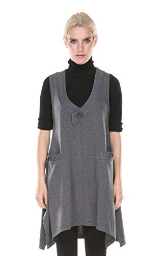 Terra-SJ Women's Solid Knit Sleeveless Tunic Top - Long Vest for Women in Grey | Casual Wear, Layering Piece, Office Outfit