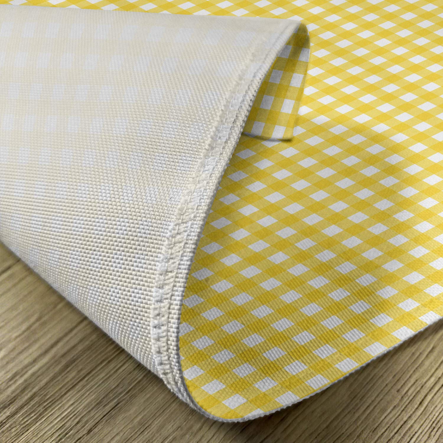 Ambesonne 4-Piece Checkered Place Mats Set - Classic English Yellow & White Striped Design, Washable Fabric Dining Table Mats for Picnic, Summer Theme, Retro Style | Perfect for Indoor & Outdoor Gatherings, Parties, and Everyday Meals