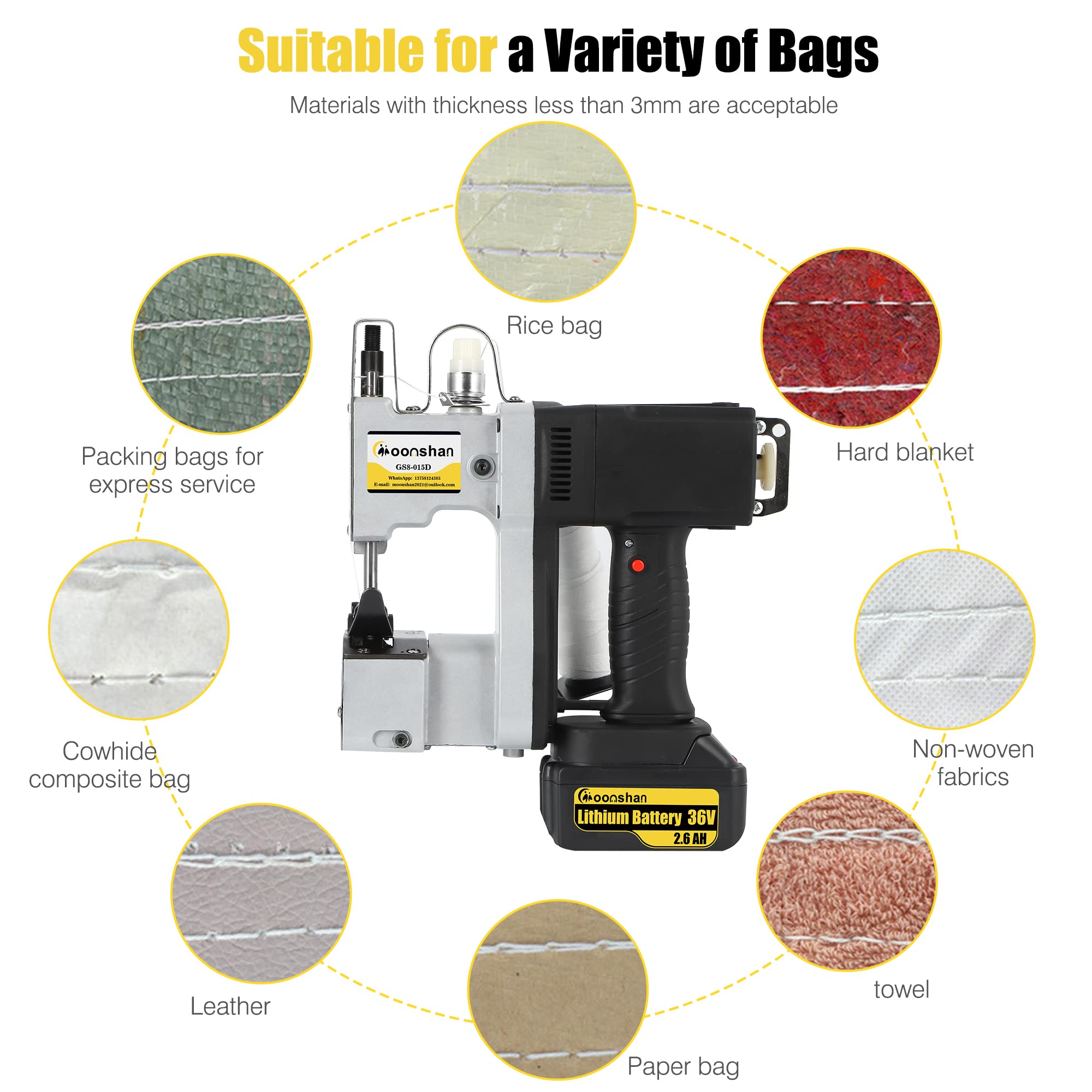 Portable Cordless Bag Sealer Machine with Backup Battery & Sewing Threads - Ideal for Packaging, Shipping, and Home Use