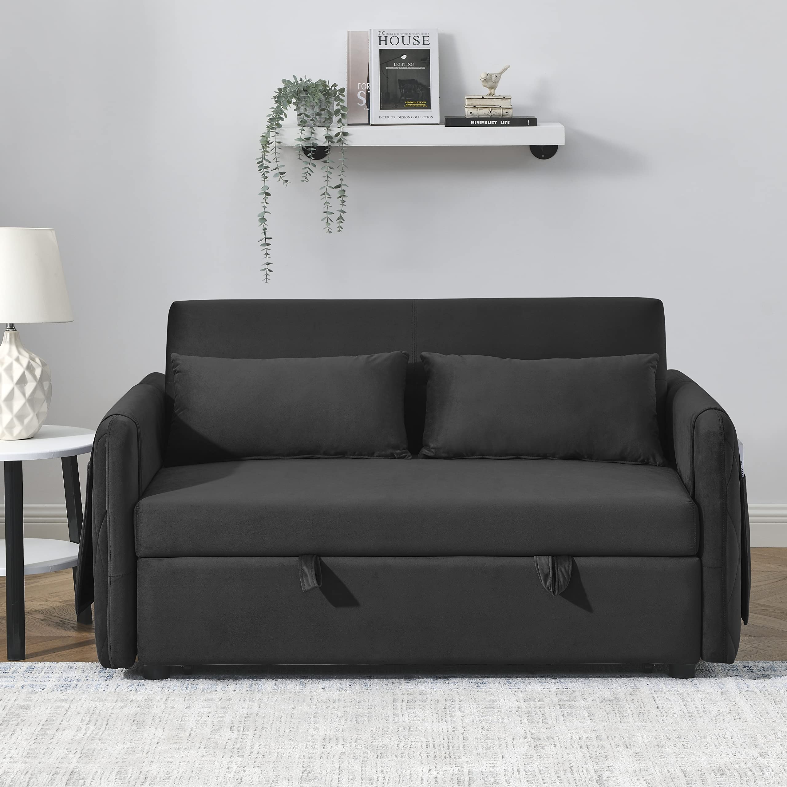 Modern Velvet Convertible Sleeper Sofa Bed - 59.5