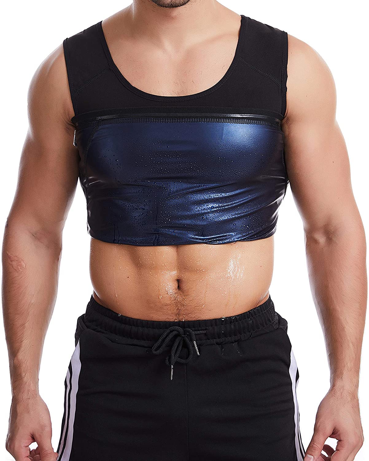 Bakerdani Men's Slimming Sauna Vest - Hot Sweat Workout Tank Top for Weight Loss & Body Shaping - Ideal for Gym, Running, and Fitness Training