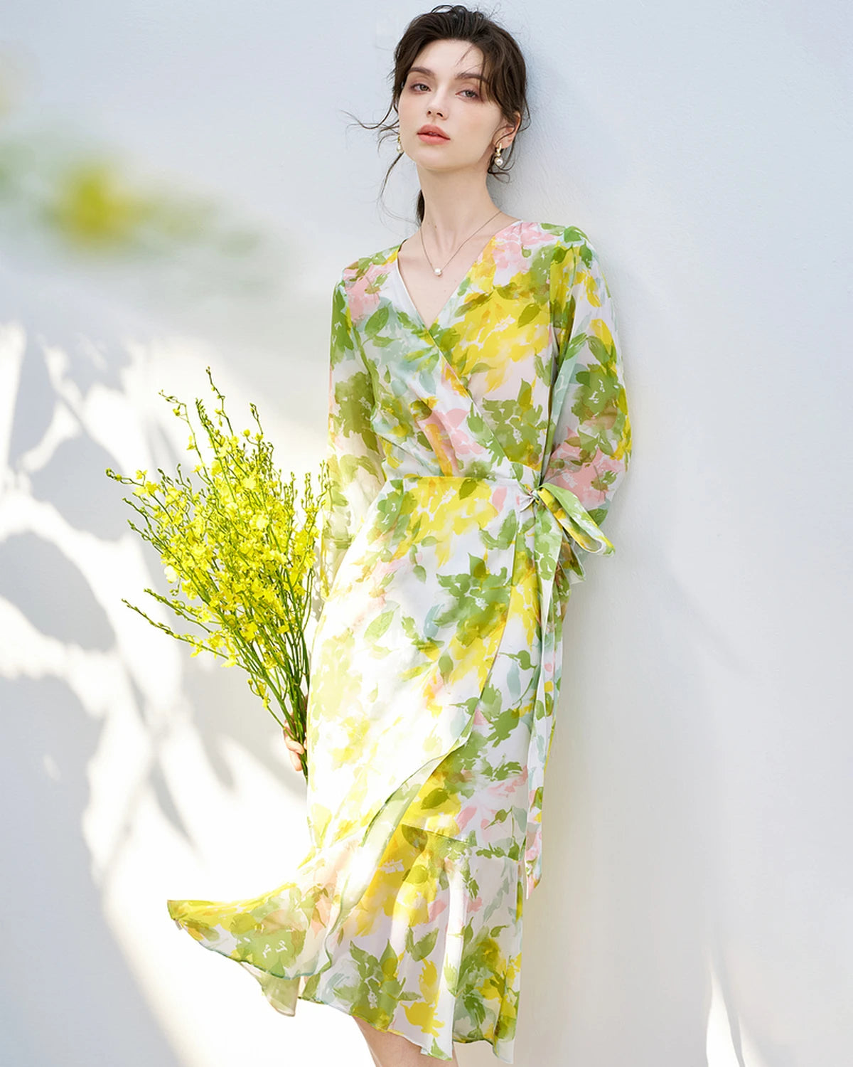 Elegant Floral Print Silk Dress for Women | Summer Party & Wedding Guest Outfit | Breathable & Comfortable Formal Wear