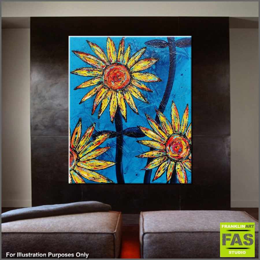 Abstract Realism Sunflower Painting - Handmade Wall Art for Home & Office Decor - Perfect for Living Room, Bedroom, or Gift