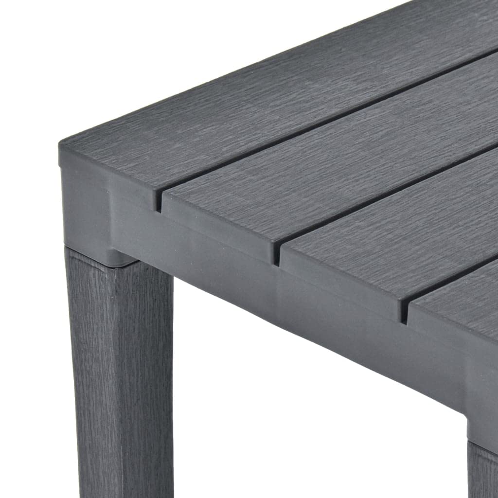 vidaXL Set of 2 Patio Benches - Anthracite Plastic Outdoor Furniture with Weather-Resistant Wood Look Finish | Lightweight, Low Maintenance & Easy to Clean | Perfect for Garden, Deck, Backyard or Poolside Relaxation