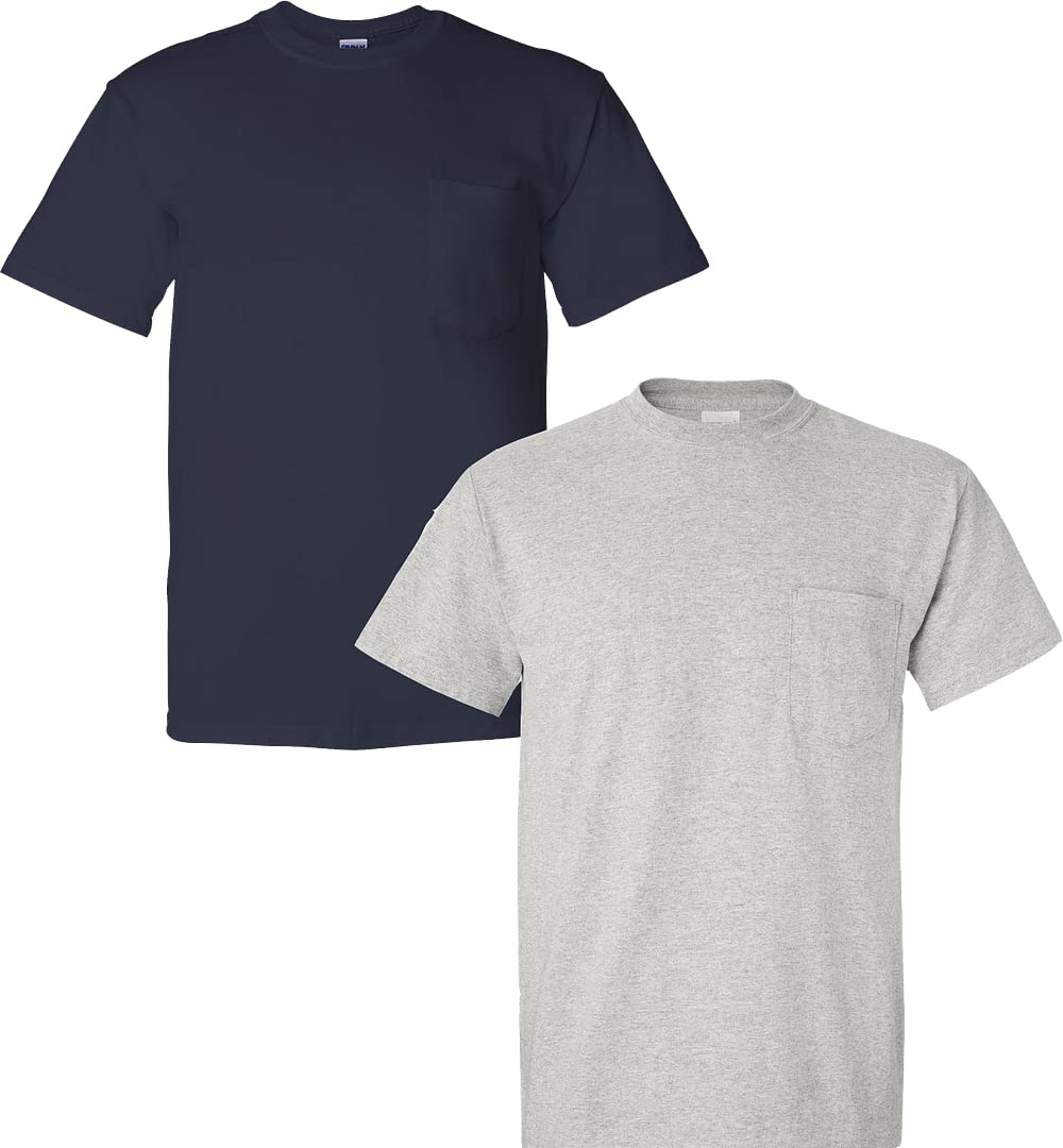 Gildan Men's DryBlend Workwear Pocket T-Shirts 2-Pack - Moisture Wicking Comfort Shirts for Construction, Landscaping & Outdoor Work