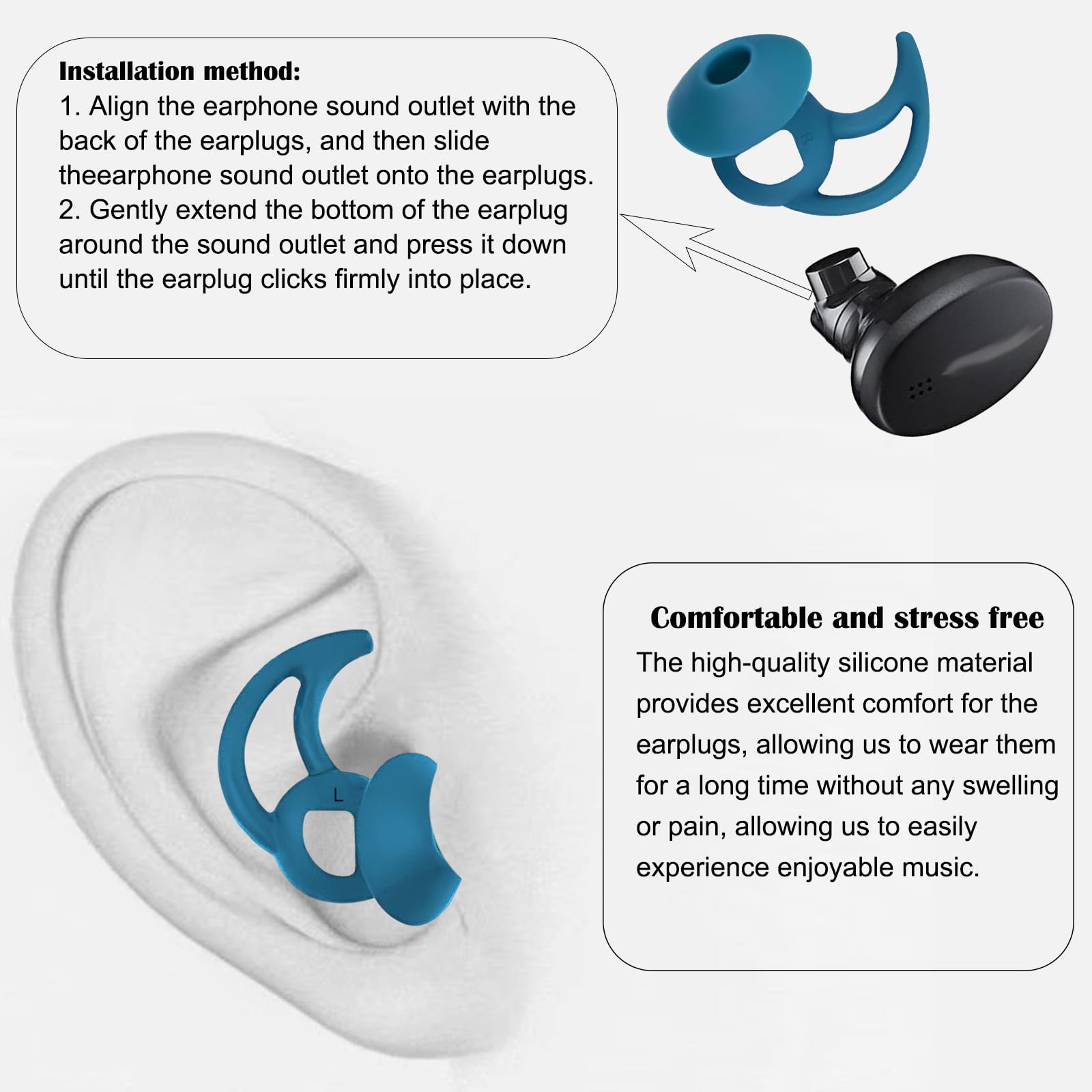DMZHY 3 Pairs Replacement Earbud Tips - Compatible with Bose Sport & QuietComfort Earbuds II - Blue Small Size - Perfect for Workouts, Running & Noise Isolation