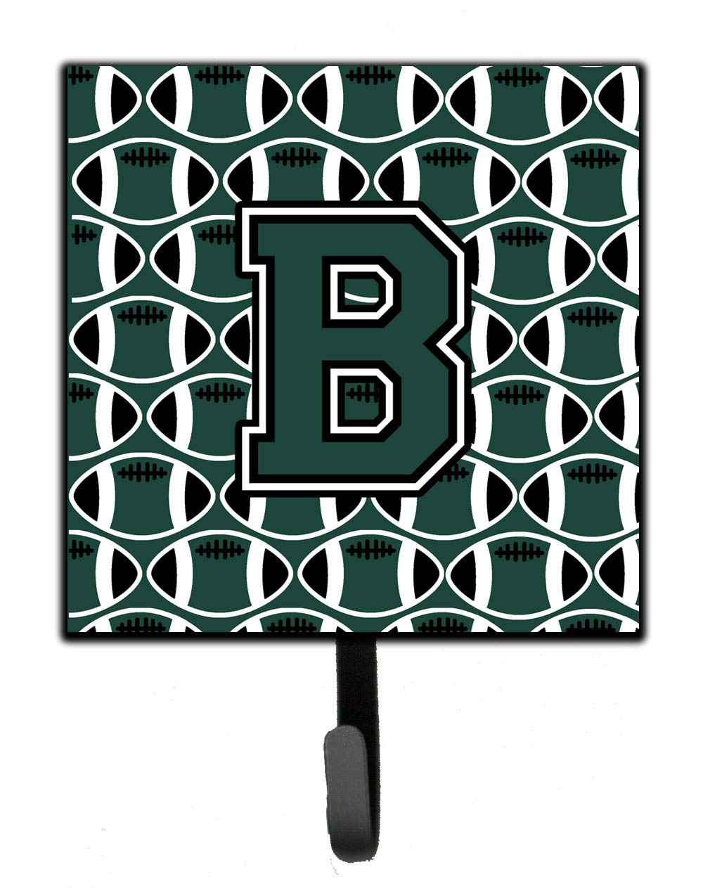 Caroline's Treasures CJ1071-BSH4 Letter B Football Green and White Wall Hook - Key Holder, Coat Rack, Leash Hanger for Keys, Towels, Aprons & Pet Accessories | Perfect for Entryway, Mudroom & Laundry Room Organization