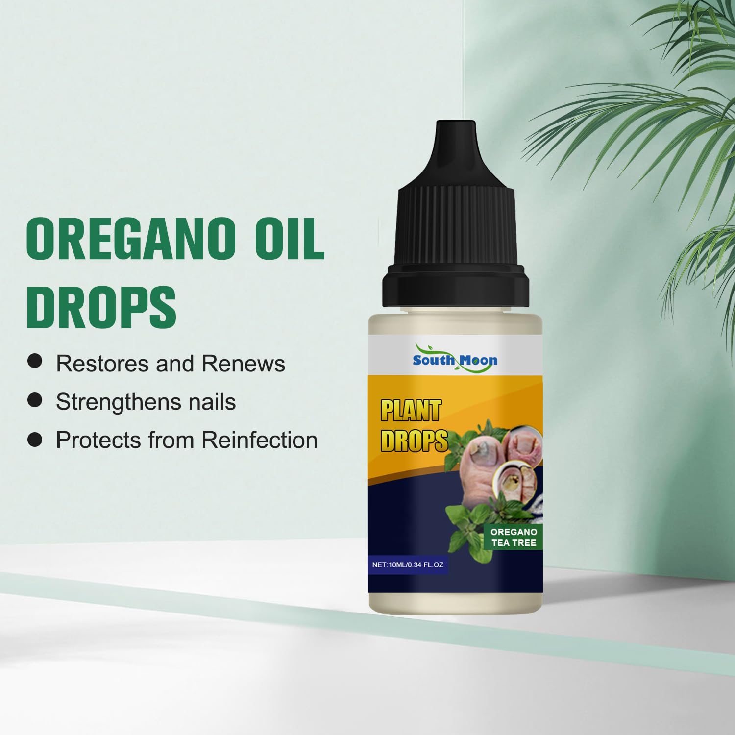 Organic Oregano & Tea Tree Oil Nail Treatment Drops - Natural Plant-Based Solution for Damaged Nails, Toenail Fungus & Nail Care - Safe & Gentle Formula (0.34 Fl Oz, 2 Pack) - Perfect for At-Home Pedicures & Nail Restoration