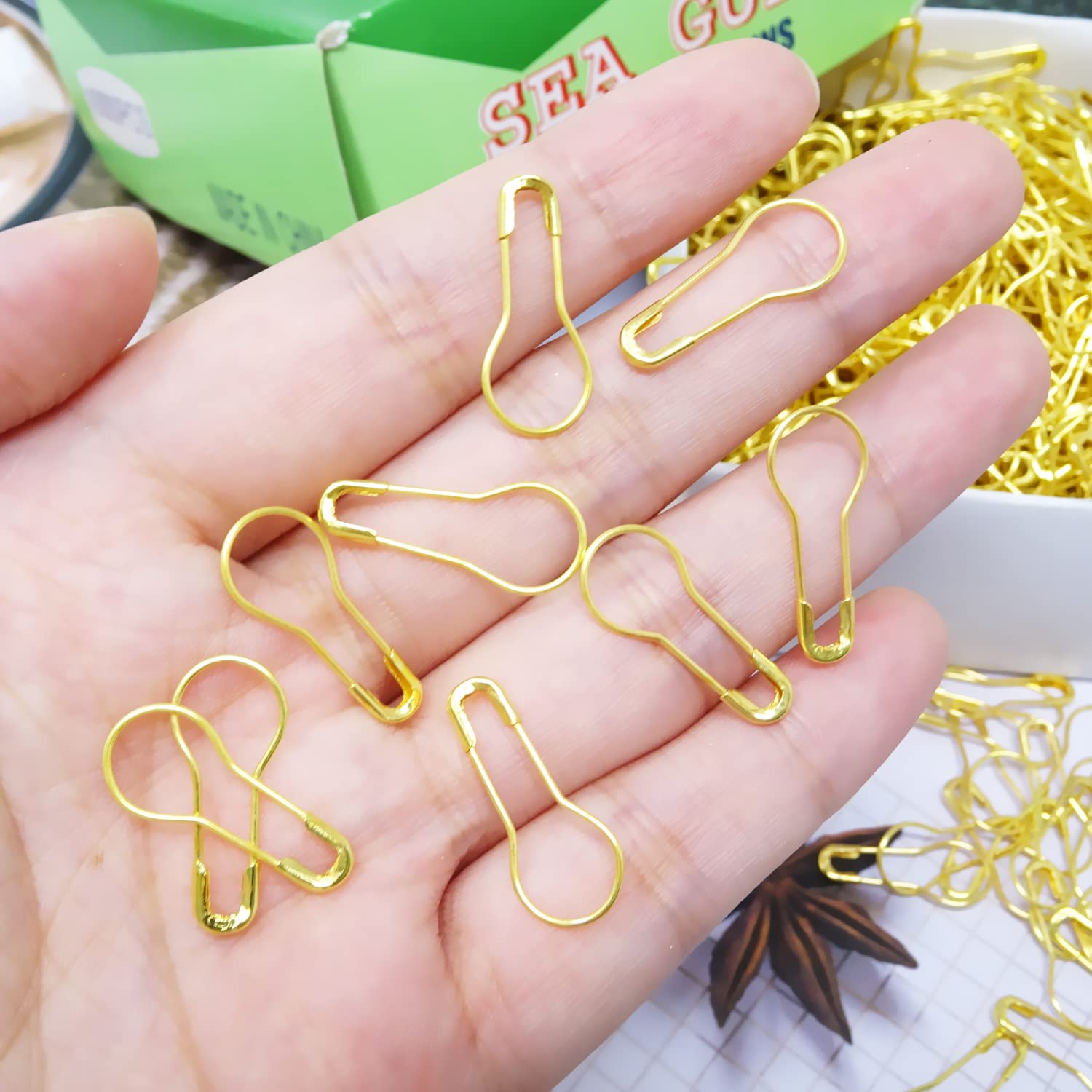 Honbay 1000PCS 22mm Mini Metal Safety Pins for Sewing & Crafts (Gold)