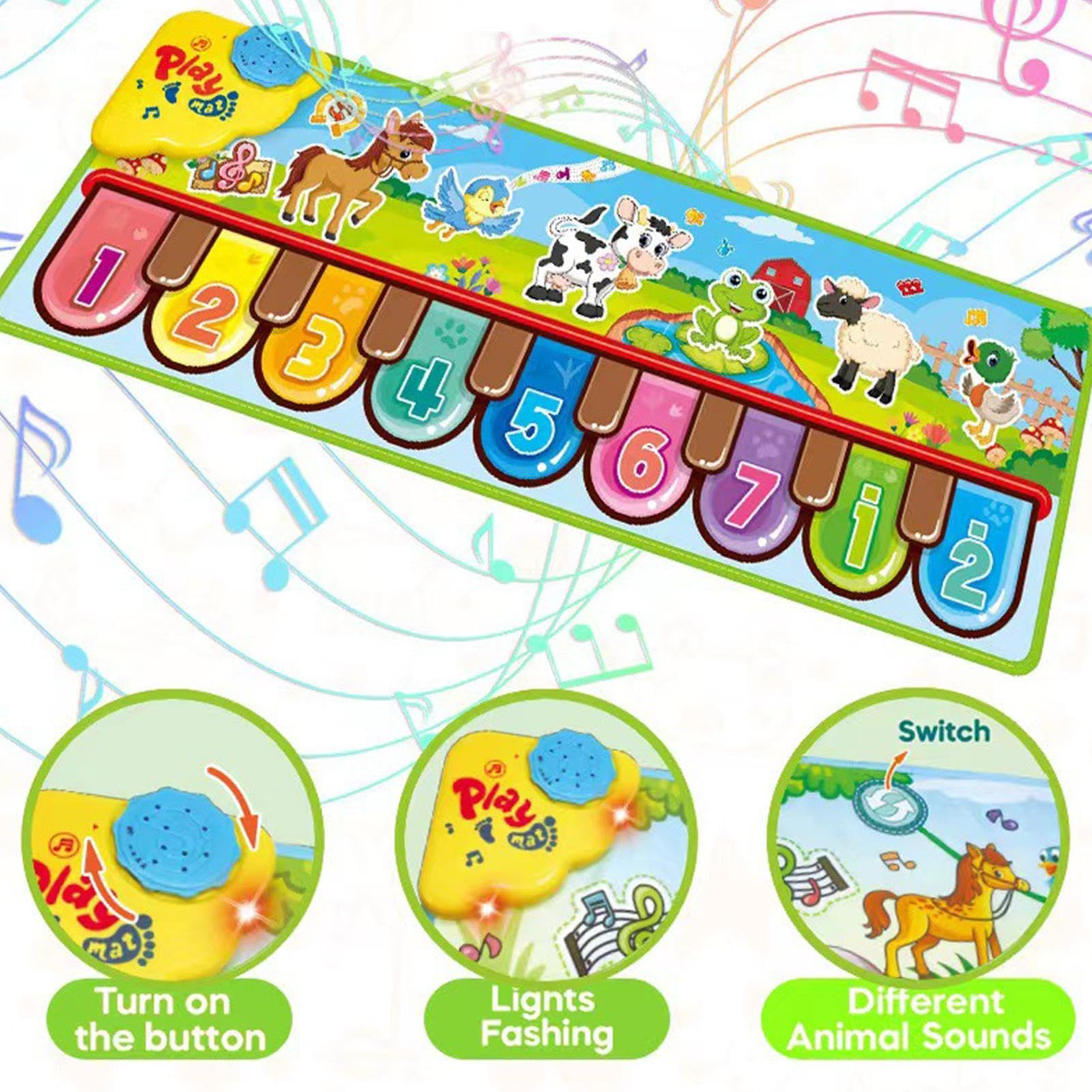 Kids Musical Piano Mat - Early Education Touch Dance Mat with Animal Sounds & Adjustable Volume | Non-Slip Large Music Playmat for Toddlers | Perfect for Birthday Gifts, Indoor Play & Early Childhood Development