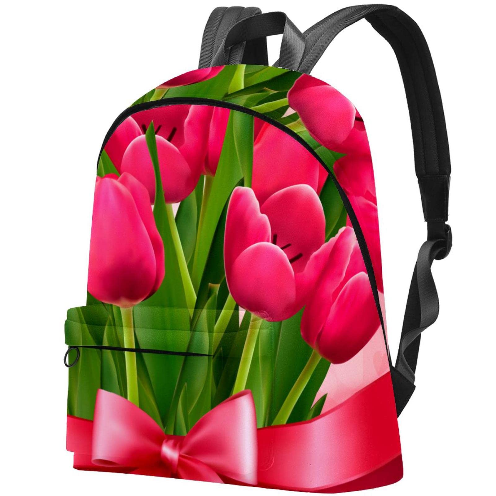 Stylish Canvas Backpack for College & Travel - Tulip Flower Print Unisex Backpack for Women & Men | Perfect for School, Commuting & Weekend Getaways