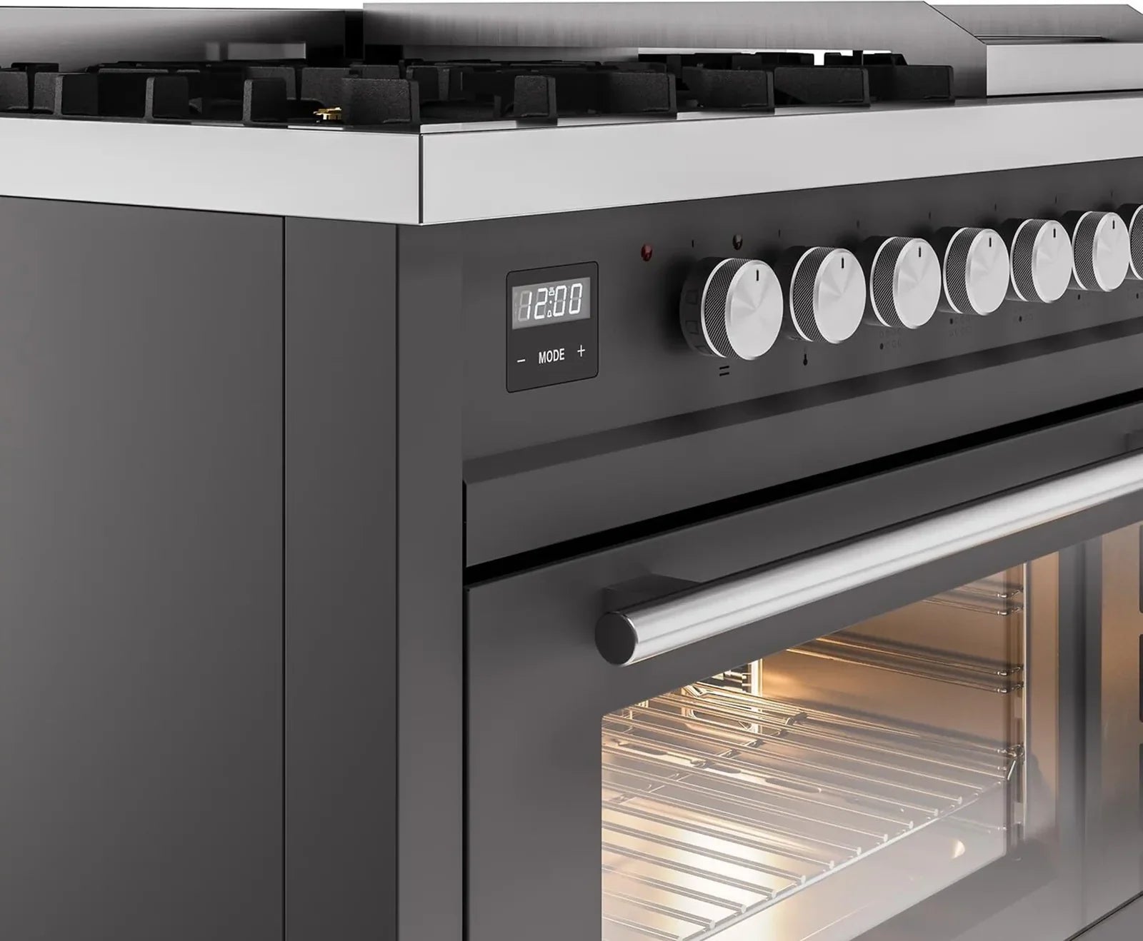 ILVE 48 Inch Professional Plus II Freestanding Dual Fuel Range with 8 Sealed Burners - UP48FWMP - Perfect for Home Chefs & Commercial Kitchens