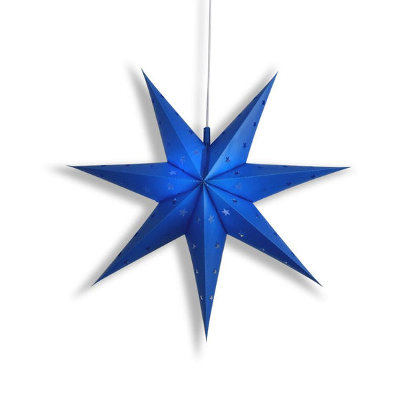 30 Pack Dark Blue 7-Point Weatherproof Star Lanterns - Outdoor Hanging Decorations for Patio, Garden, Party & Christmas Lighting